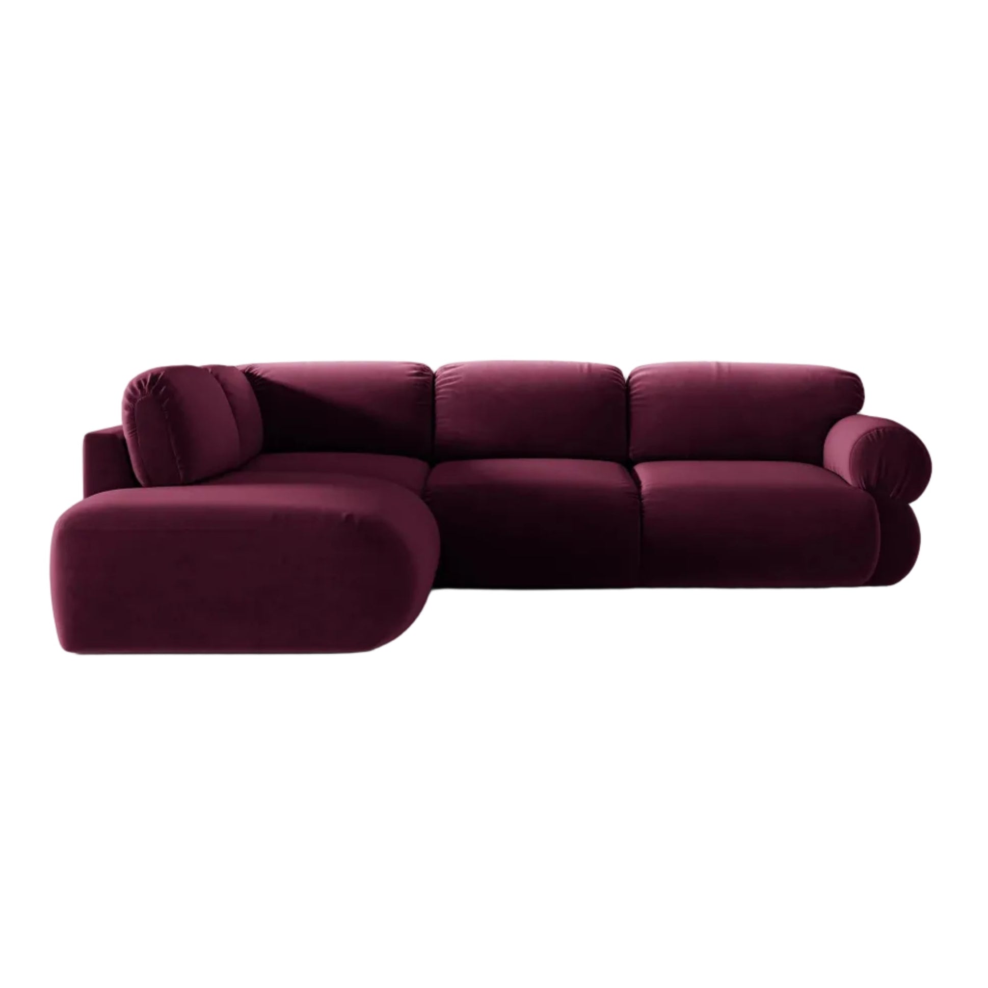 Velvet hoekbank links OPHELIA bordeaux