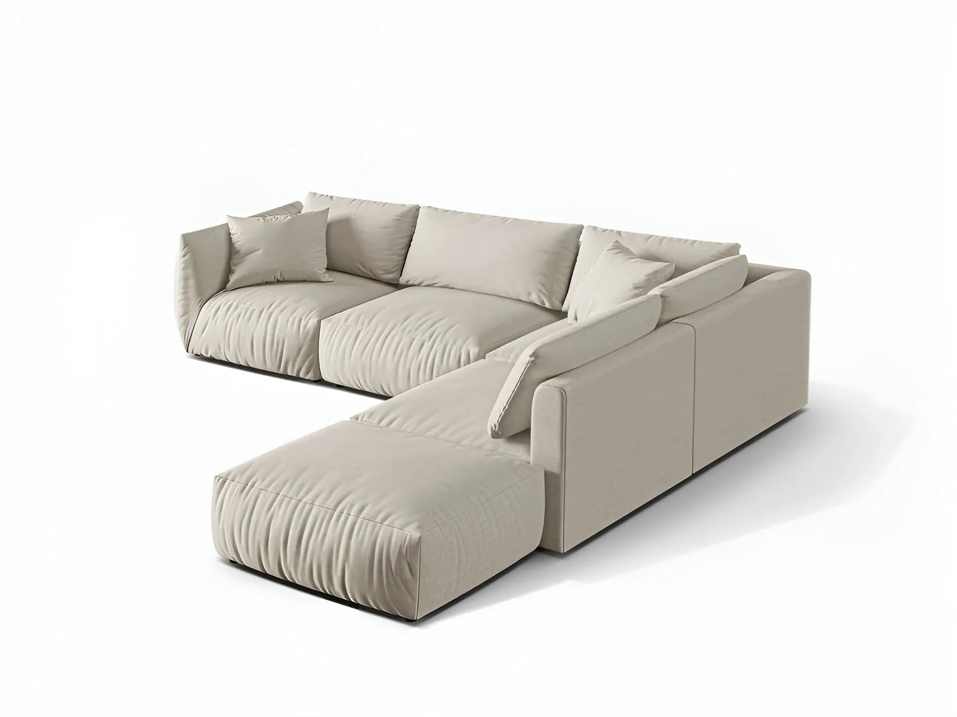 Modulares Ecksofa für 4 Personen rechts CHRIS cremefarbener Chenille