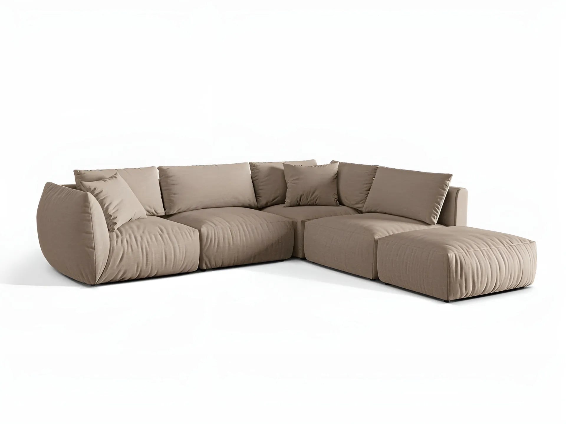 Modulares Ecksofa für 4 Personen rechts CHRIS sandfarbener Chenille