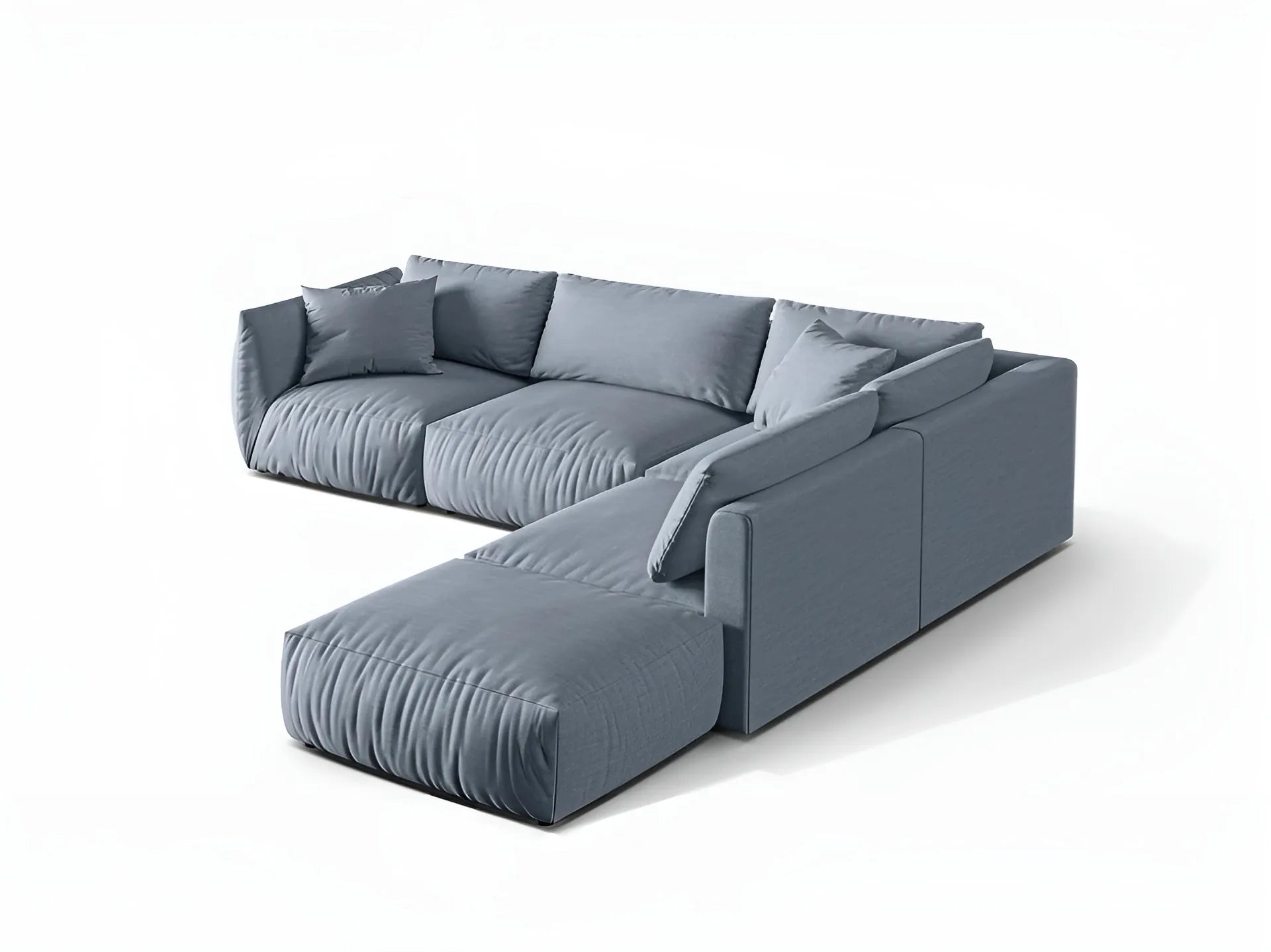 Right-facing modular corner sofa for 4 people CHRIS light blue chenille