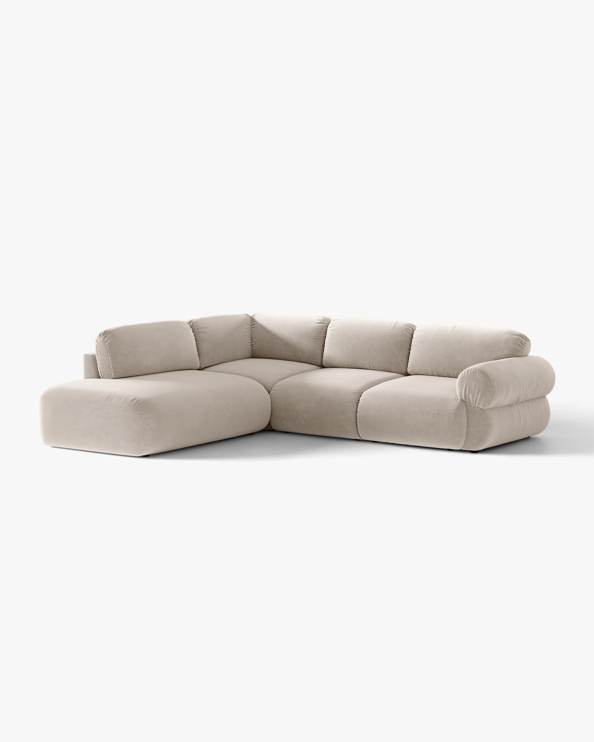 Velours hoekbank links OPHELIA beige