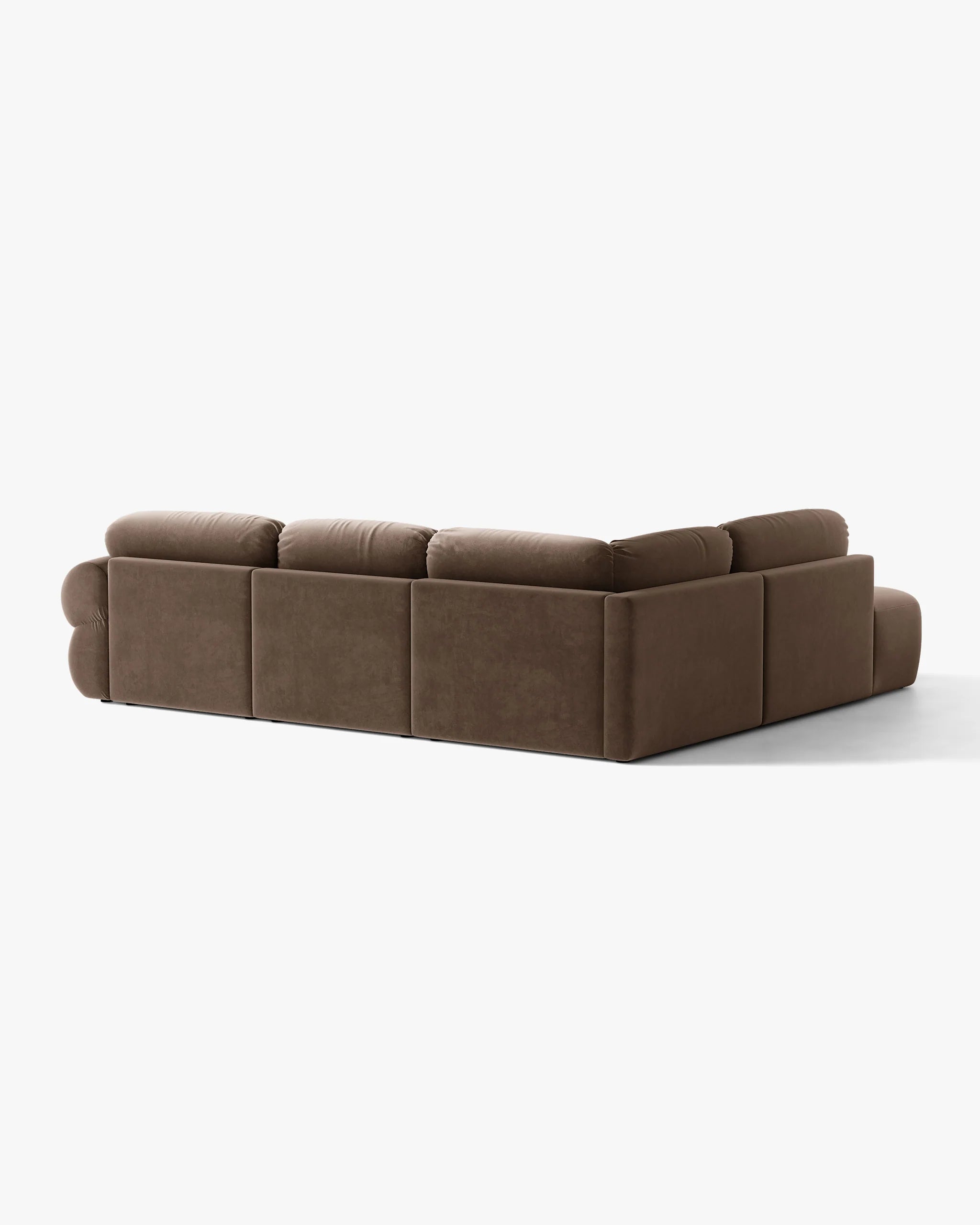 Velours hoekbank links OPHELIA chocolade