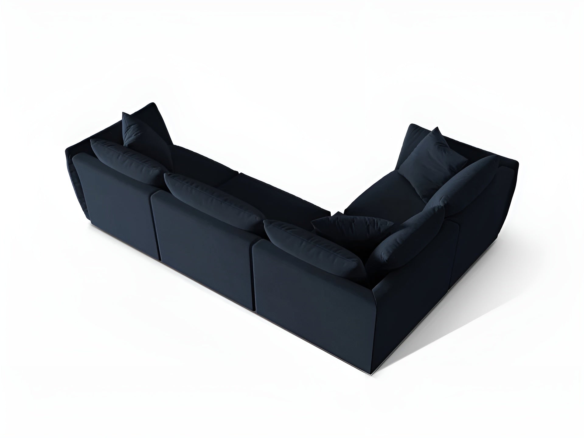 Fluwelen hoekbank voor 4 personen, links CHRIS, koninklijk blauw