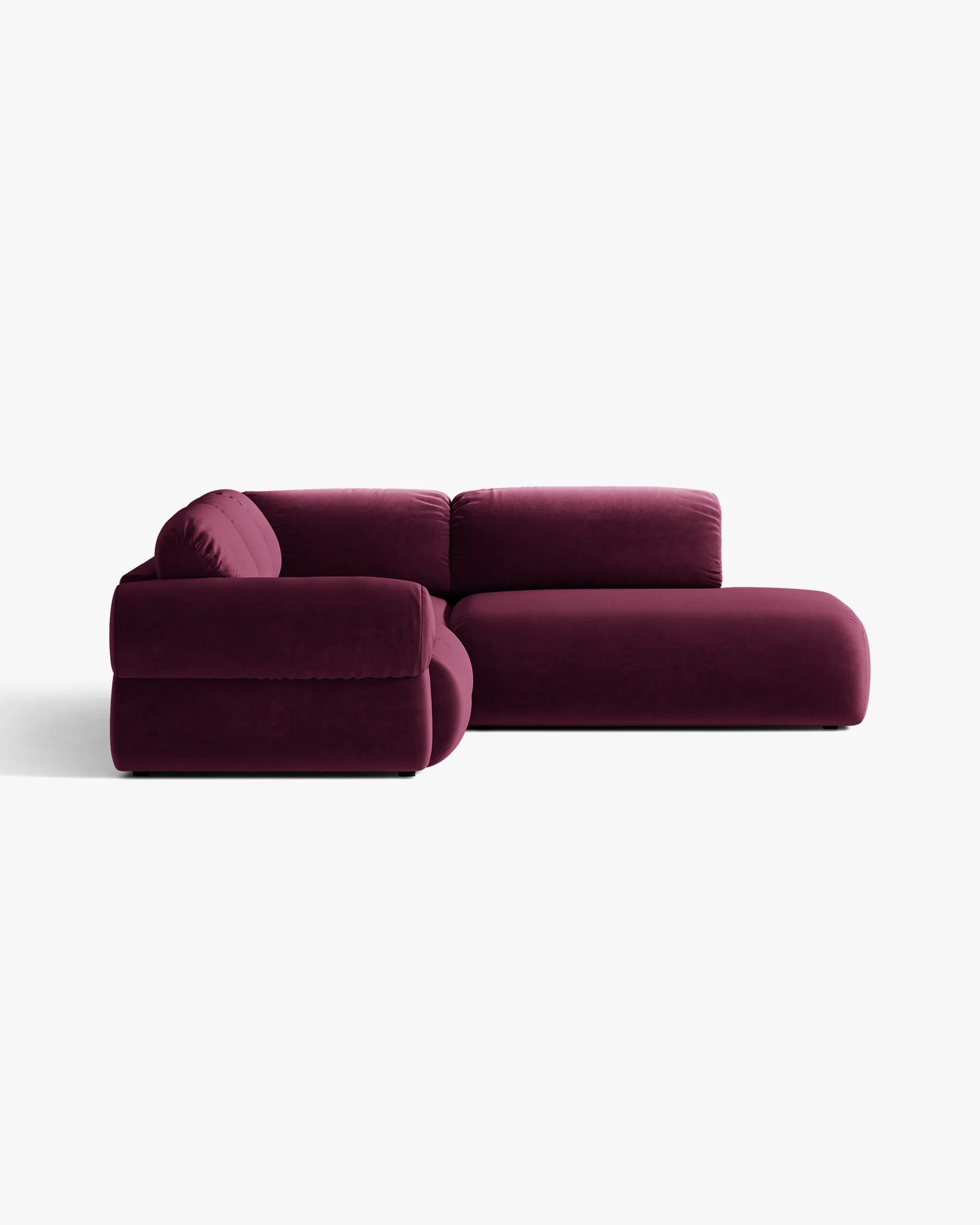 Velvet hoekbank rechts OPHELIA bordeauxrood