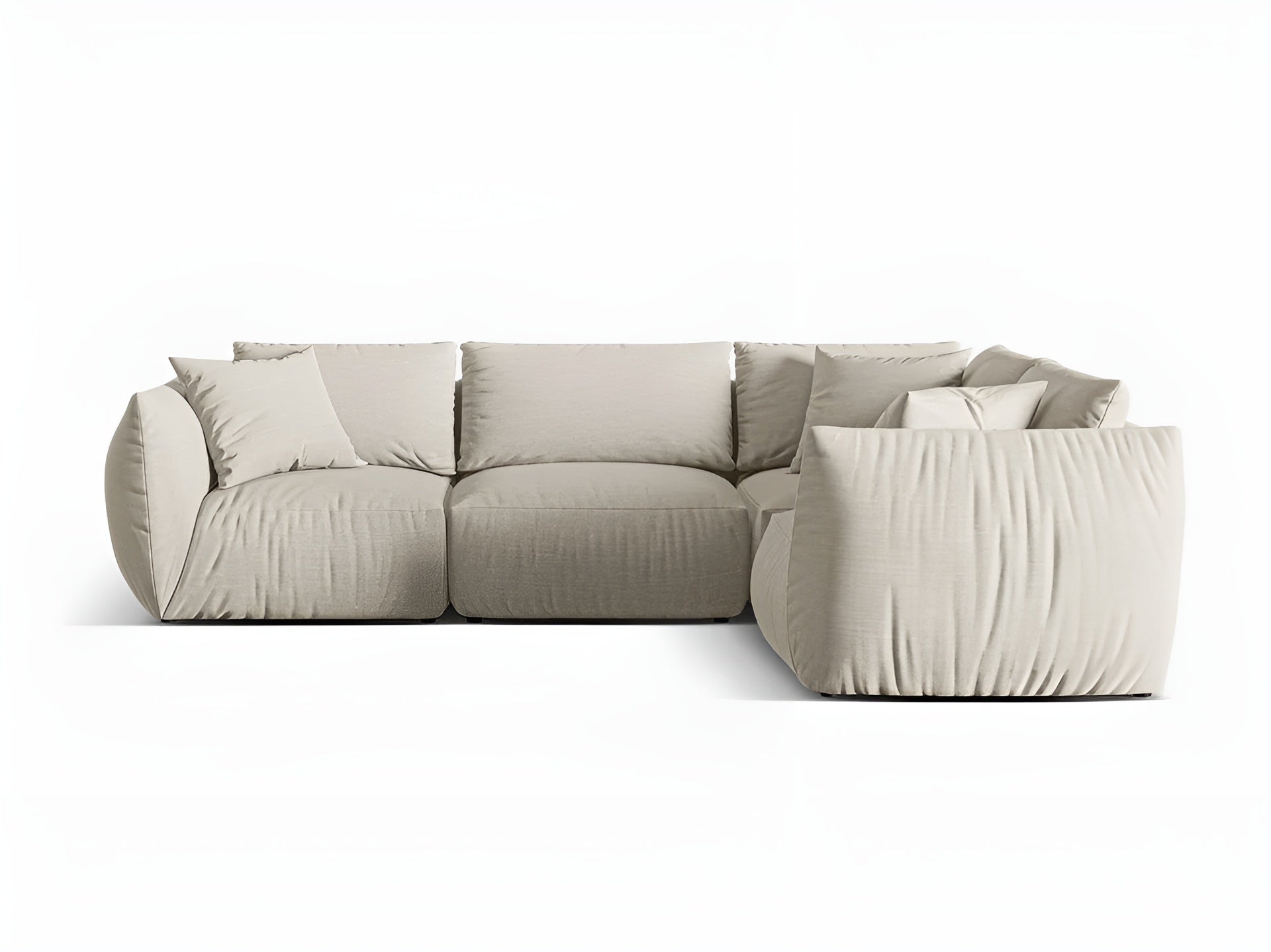 Right-facing 4-seater corner sofa CHRIS cream chenille