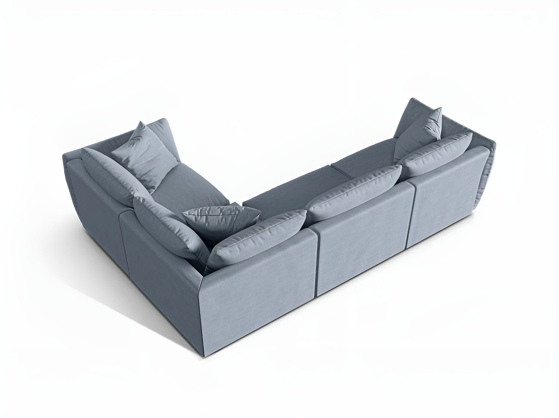 Right-facing 4-seater corner sofa CHRIS light blue chenille