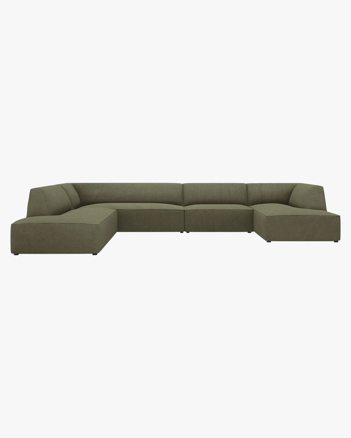 U-vormige corduroy hoekbank RUBY groen