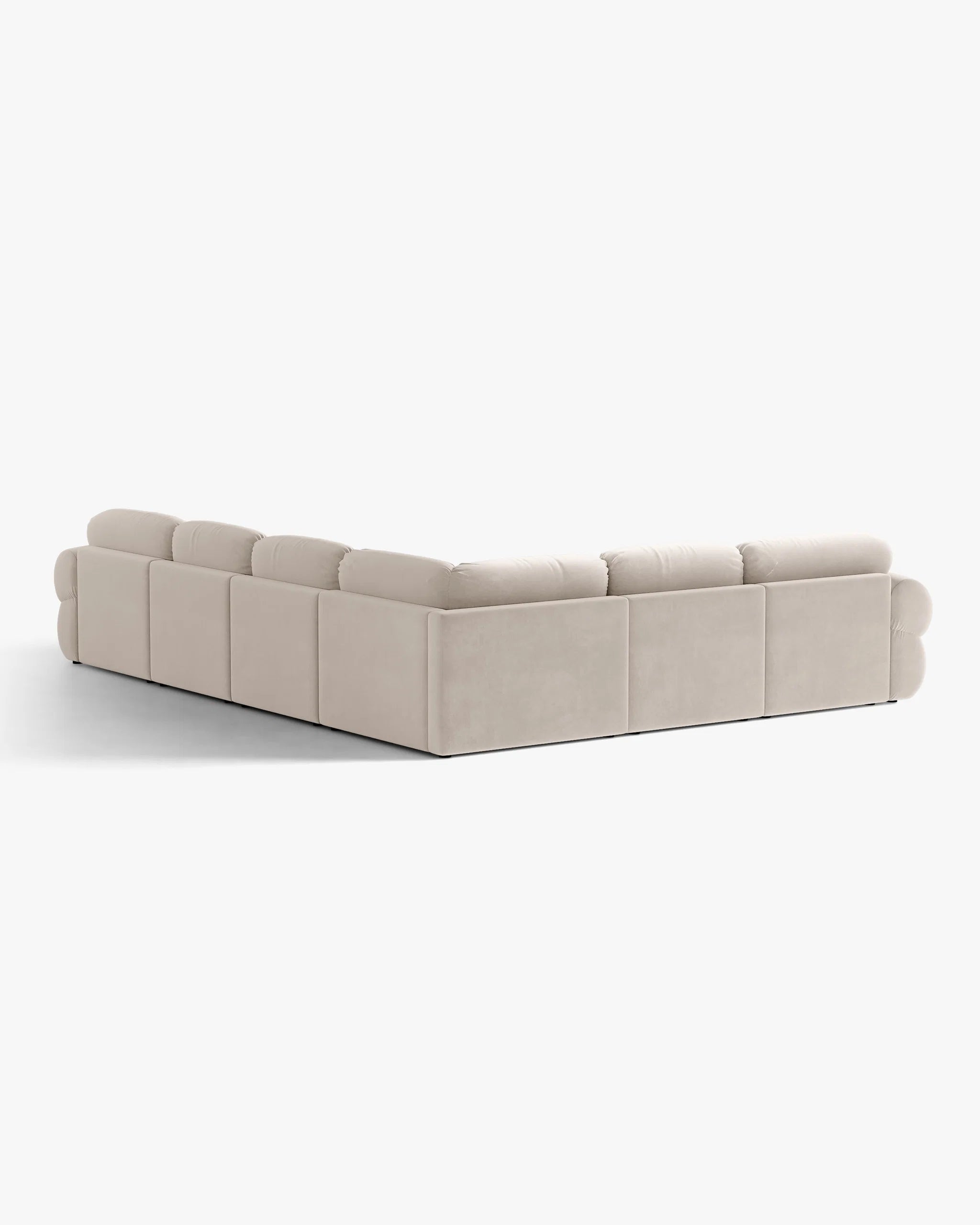 Panoramisch fluwelen hoekbank links OPHELIA beige
