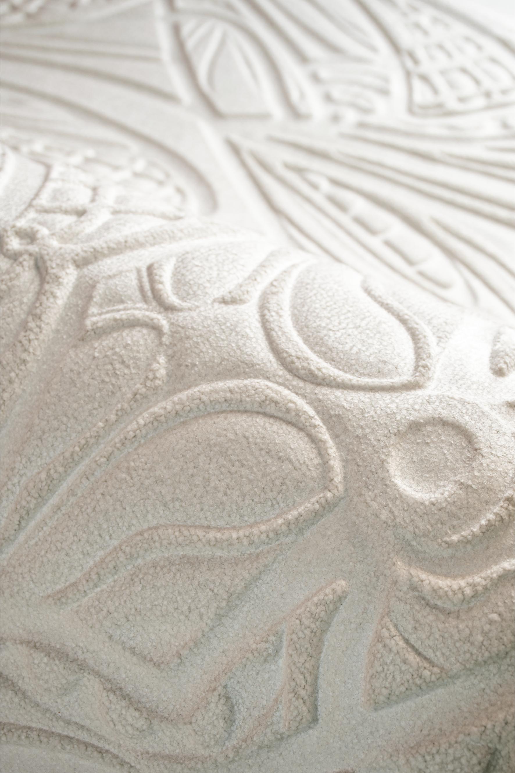 Tapeta tekstylna 3D boucle strukturalna LACY LONGLEGS kość słoniowa