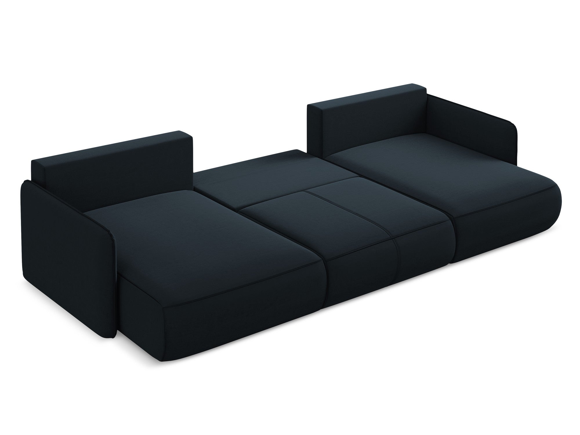 Panoramischer Samt-Ecksofa mit Schlaf-Funktion NANEA in königsblau