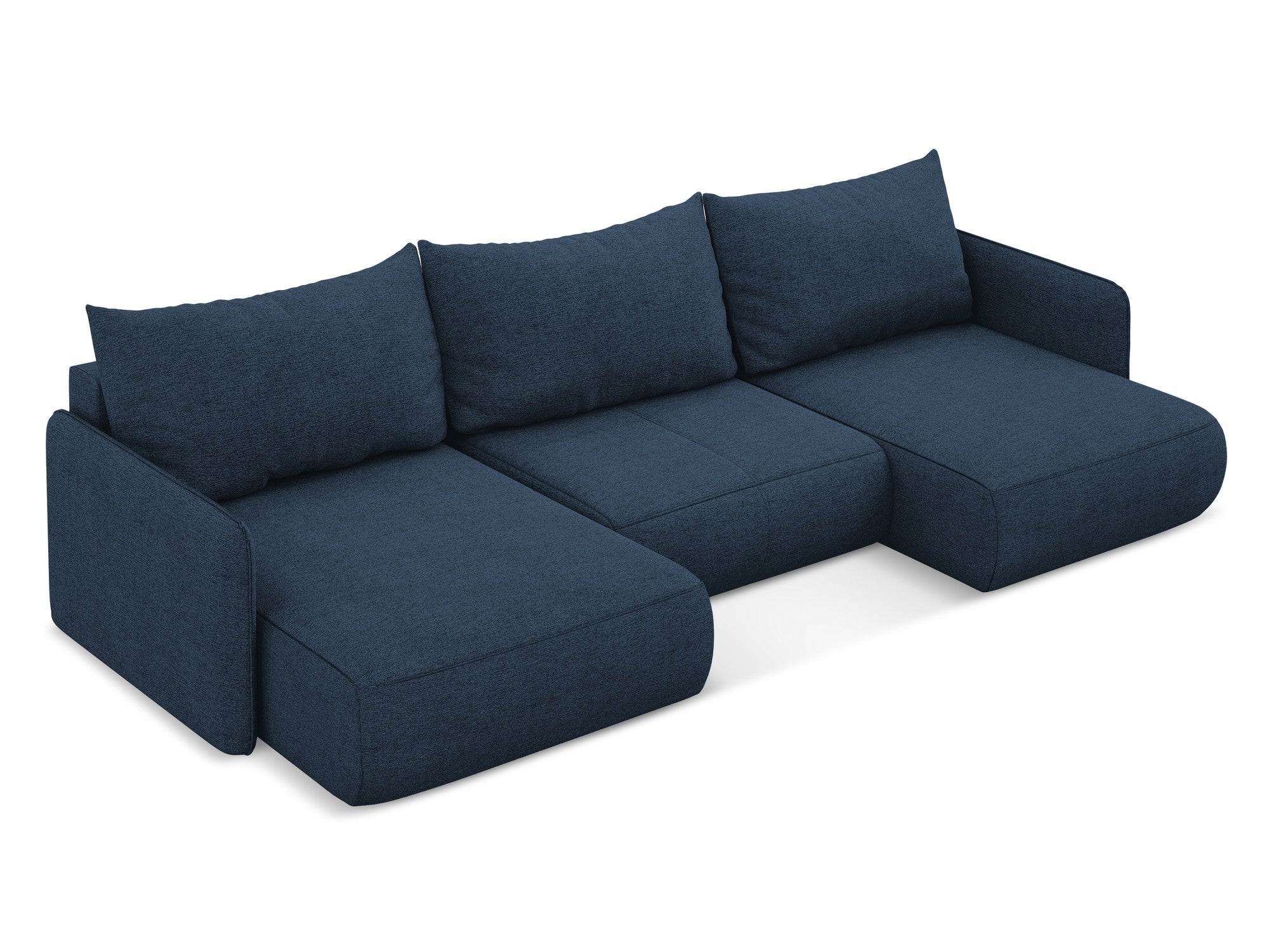 Panoramische hoekbank met slaapfunctie NANEA koninklijk blauw chenille