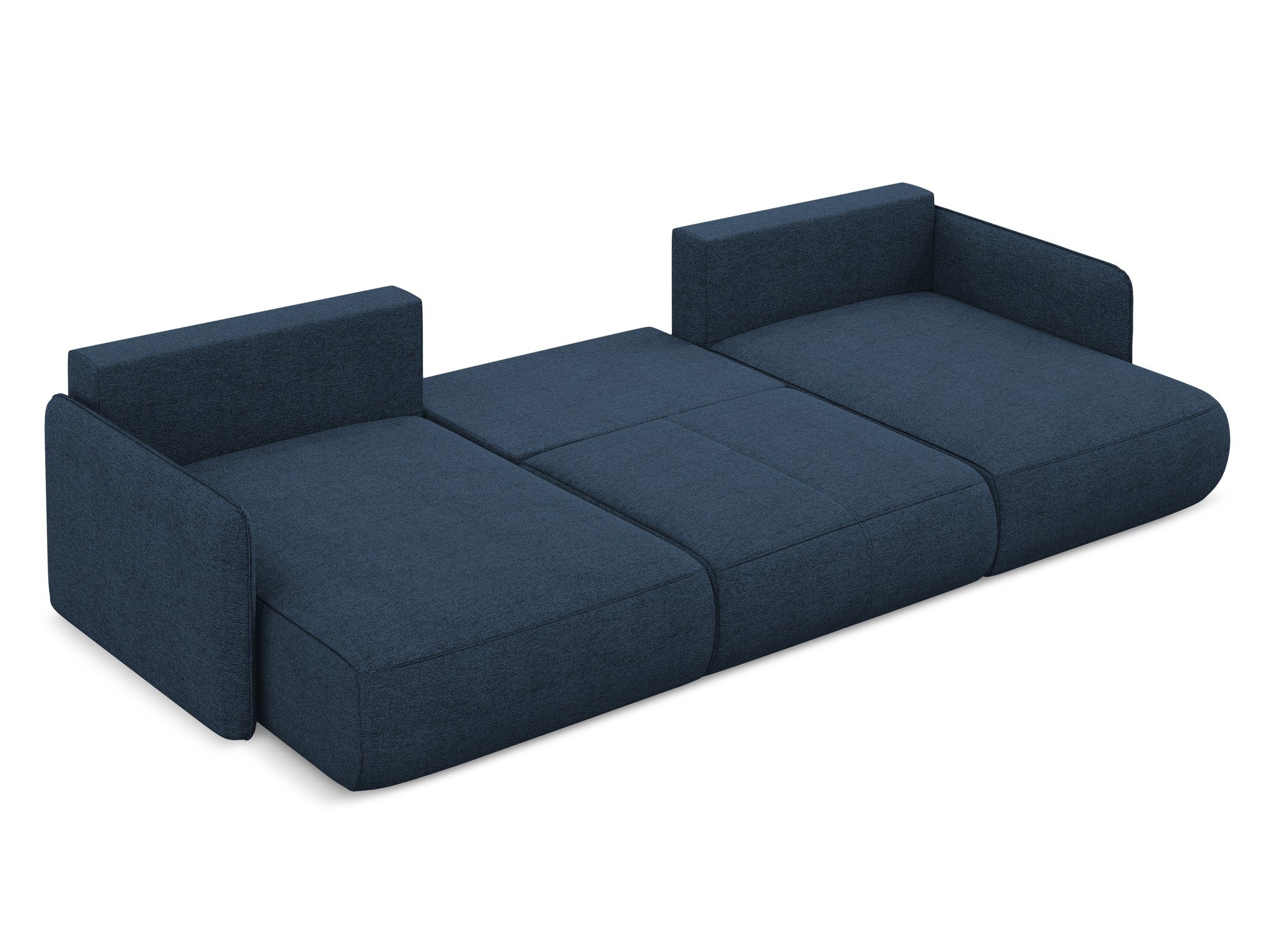Panoramische hoekbank met slaapfunctie NANEA koninklijk blauw chenille