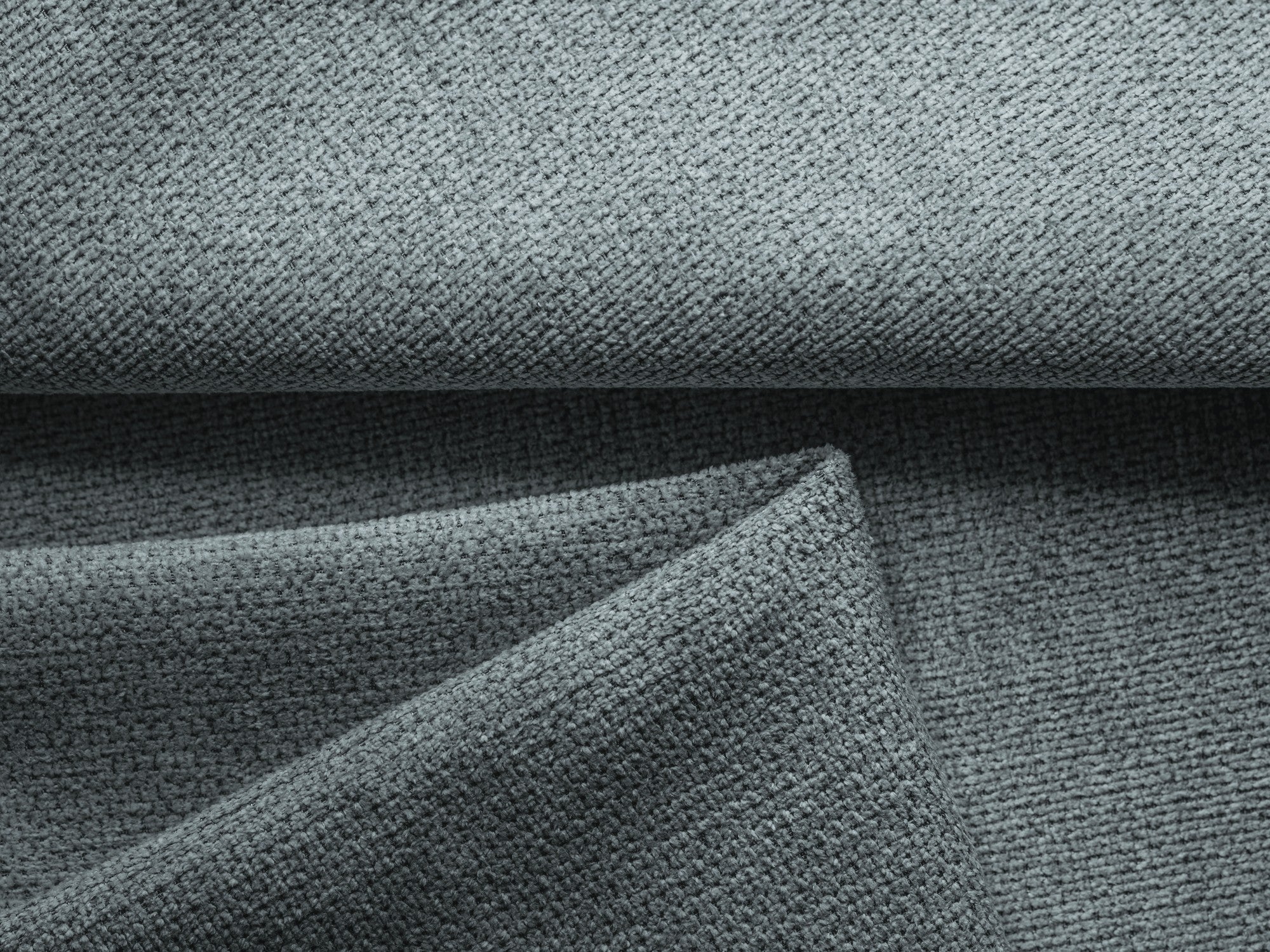 Panoramische hoekbank met slaapfunctie NANEA in denimblauw chenille