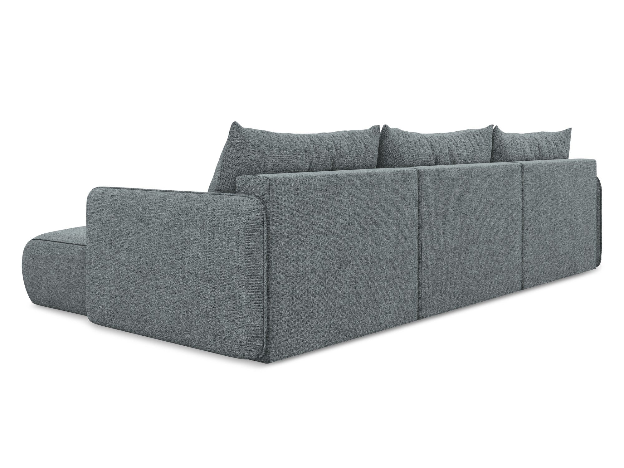 Panoramische hoekbank met slaapfunctie NANEA in denimblauw chenille