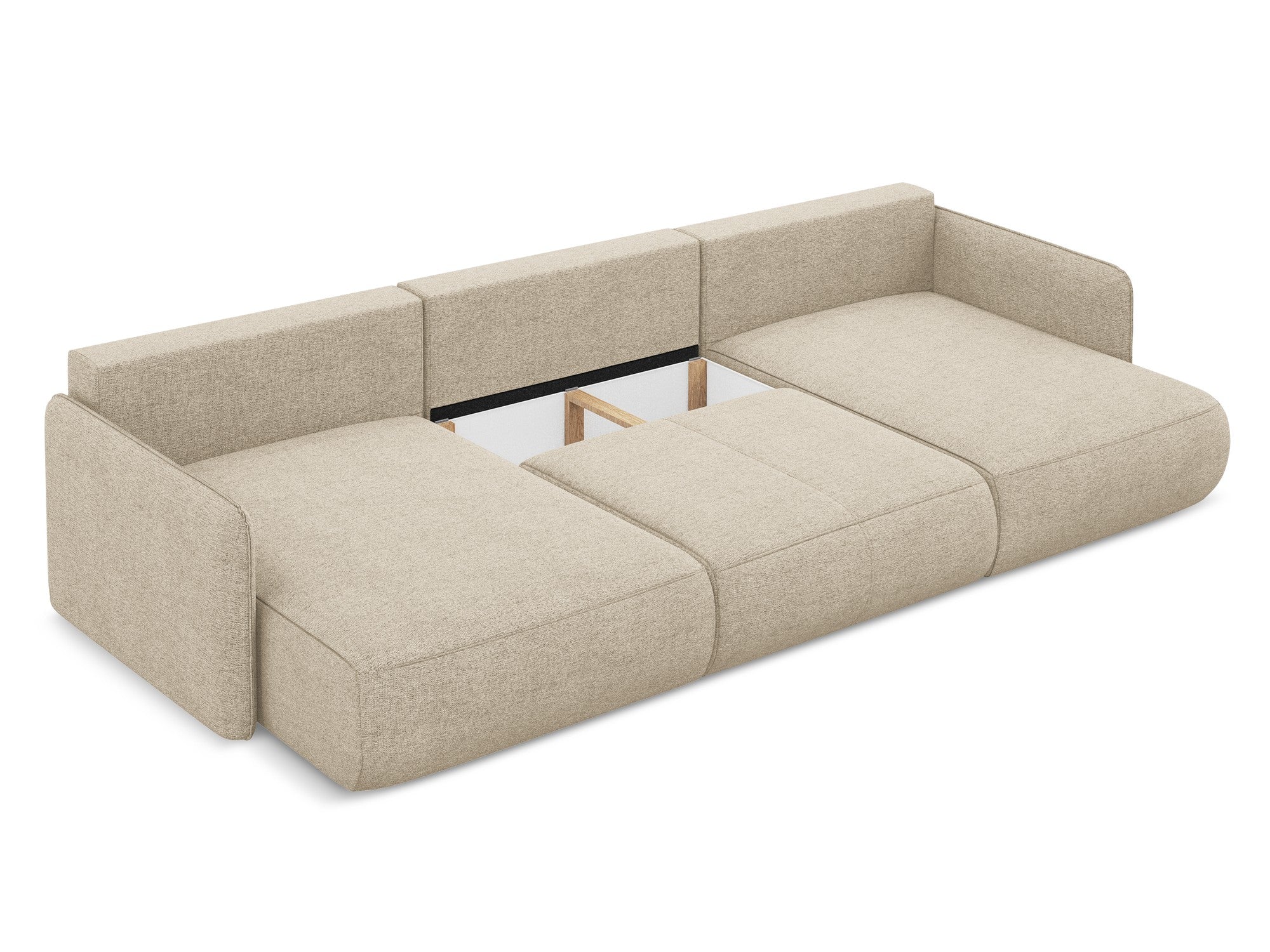 Panoramic corner sofa with sleeping function NANEA dark beige chenille