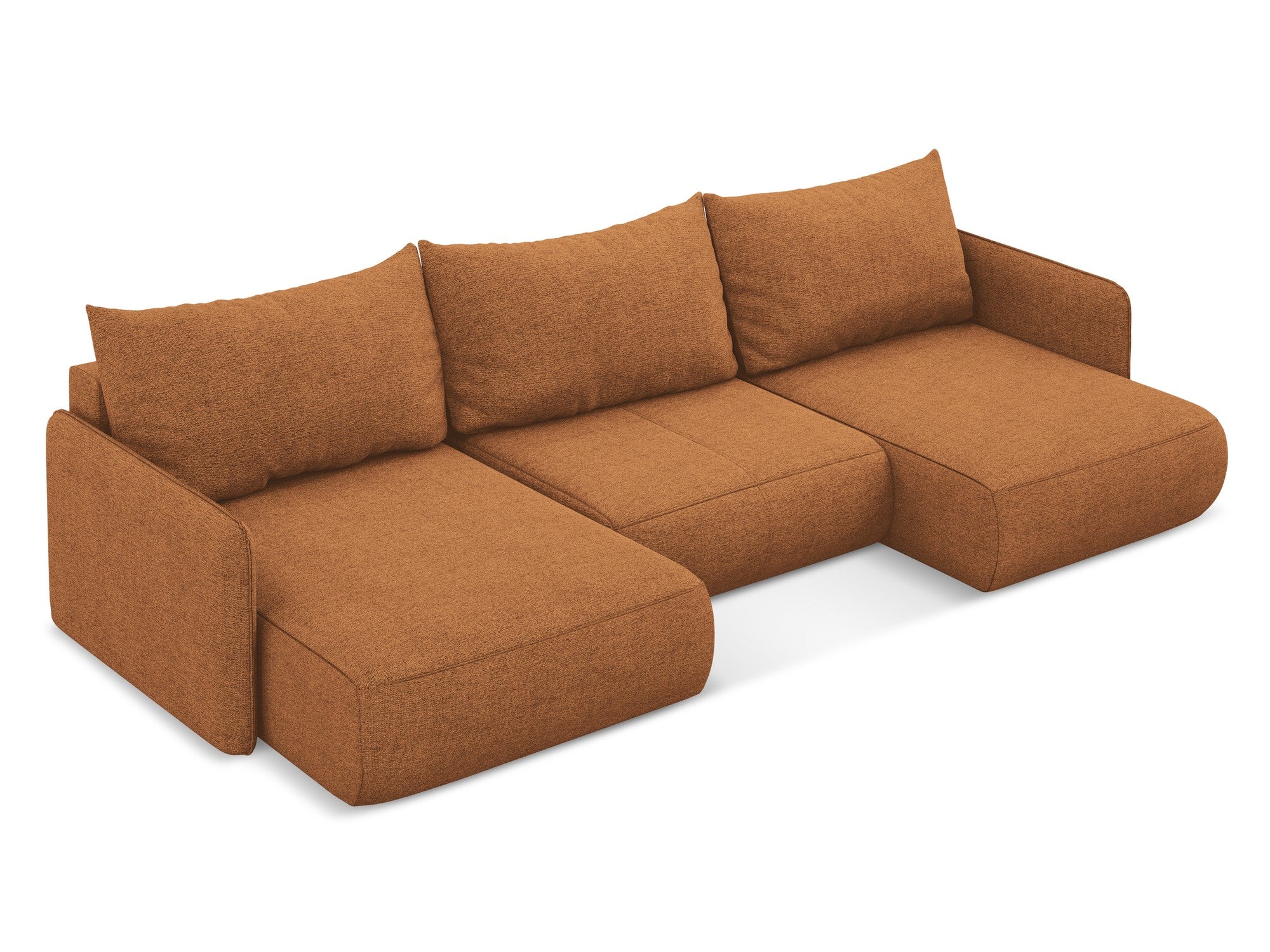 Panoramacouch mit Schlaffunktion NANEA Terrakotta Chenille