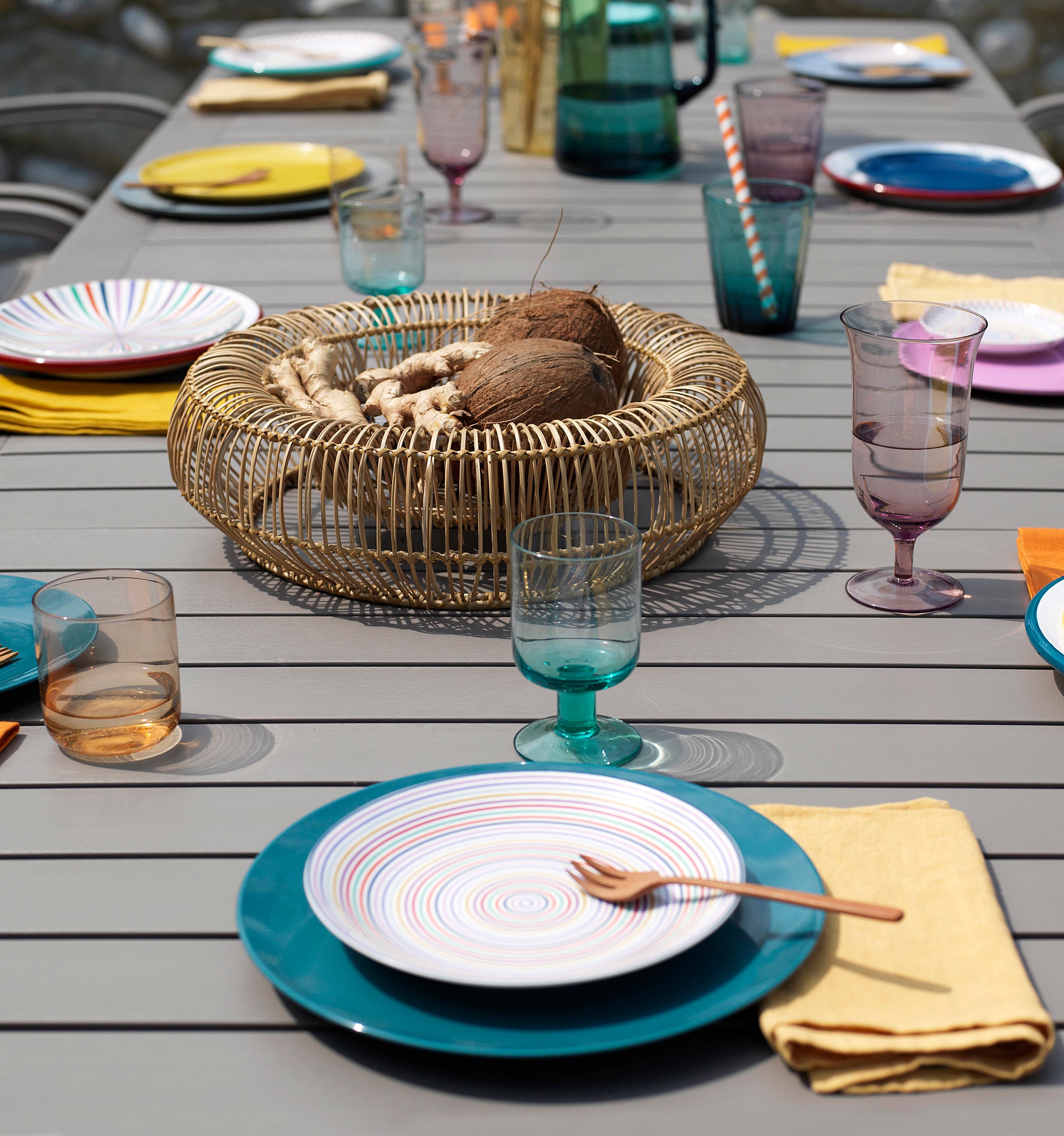 Uitschuifbare buitentafel ALLORO taupe met witte basis