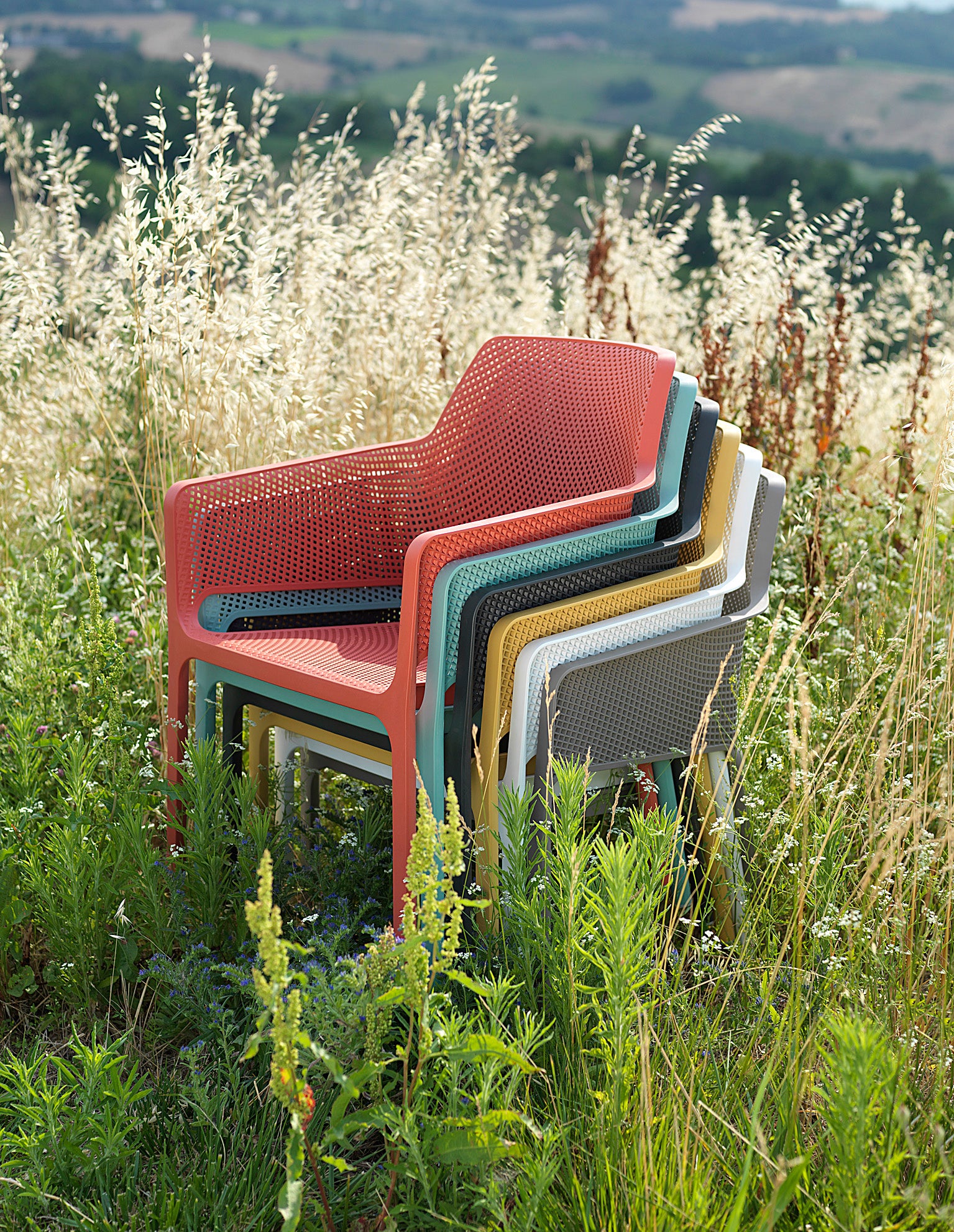 Fotel zewnętrzny NET RELAX koralowy na taras i do ogrodu – Nardi