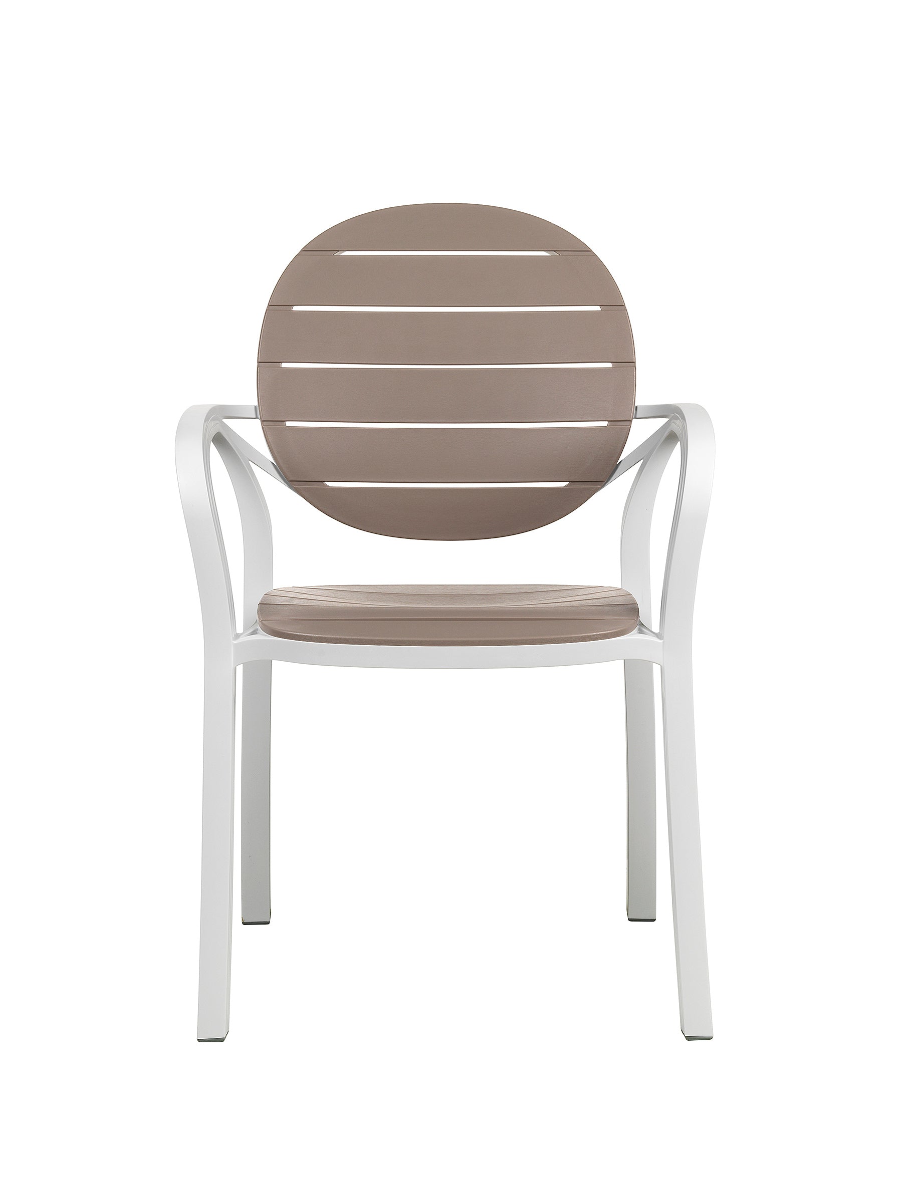 Outdoor chair with armrests PALMA taupe with white base