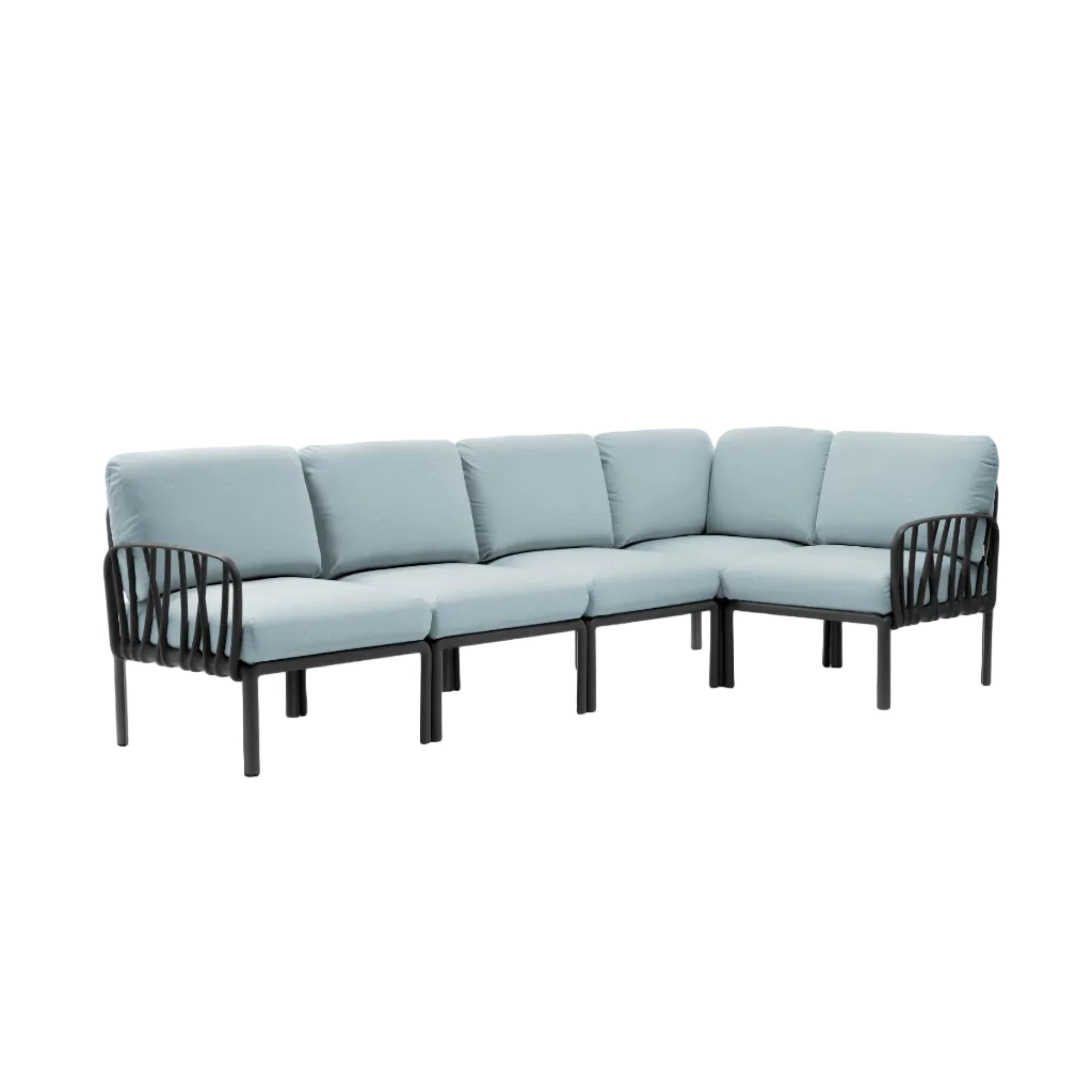 Modular Outdoor Corner Sofa KOMODO 5 in Sky Blue Sunbrella® with Anthracite Base