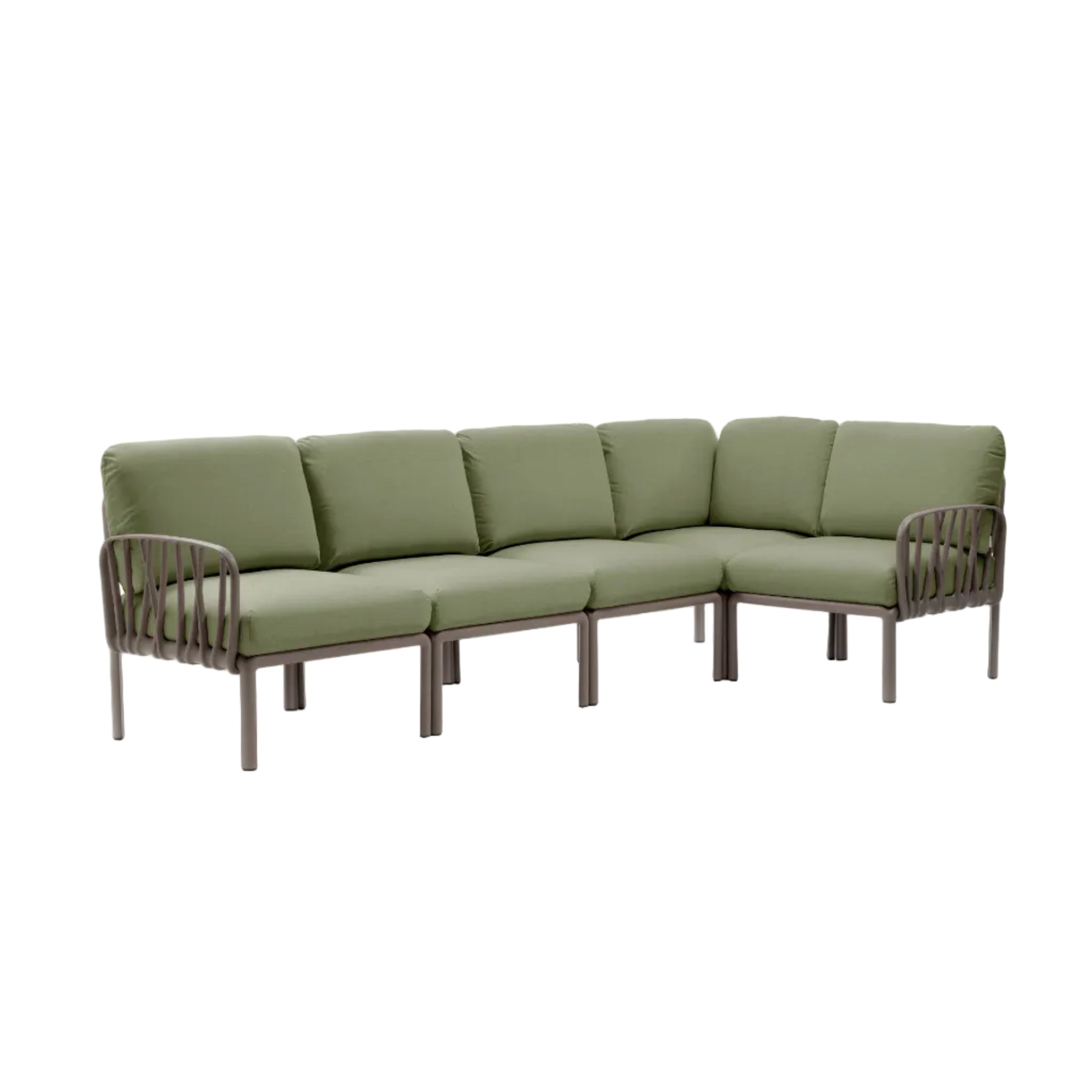 Modular Outdoor Corner Sofa KOMODO 5 Dark Green Sunbrella® with Taupe Base