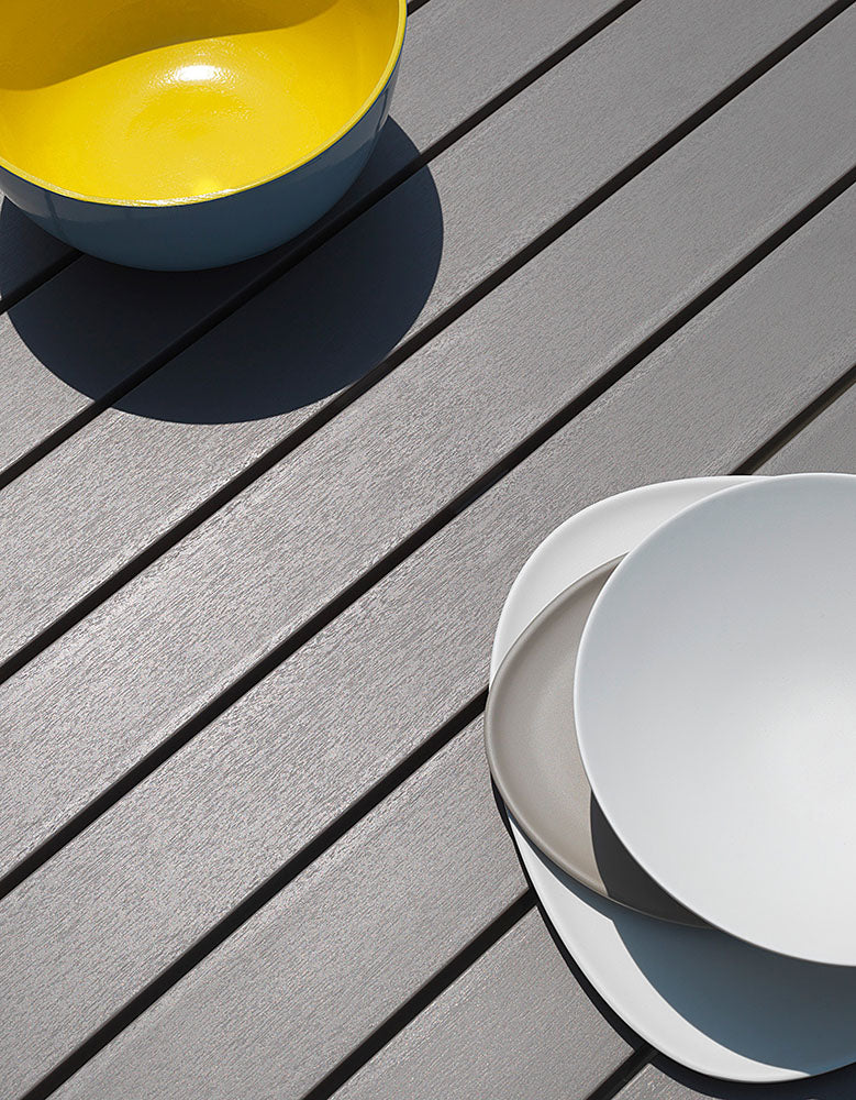 Uitschuifbare buitentafel ALLORO taupe met witte basis