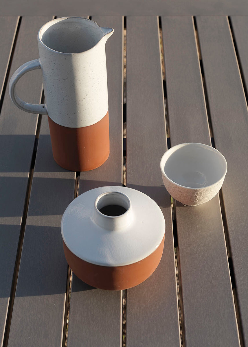 Uitschuifbare buitentafel ALLORO taupe met witte basis