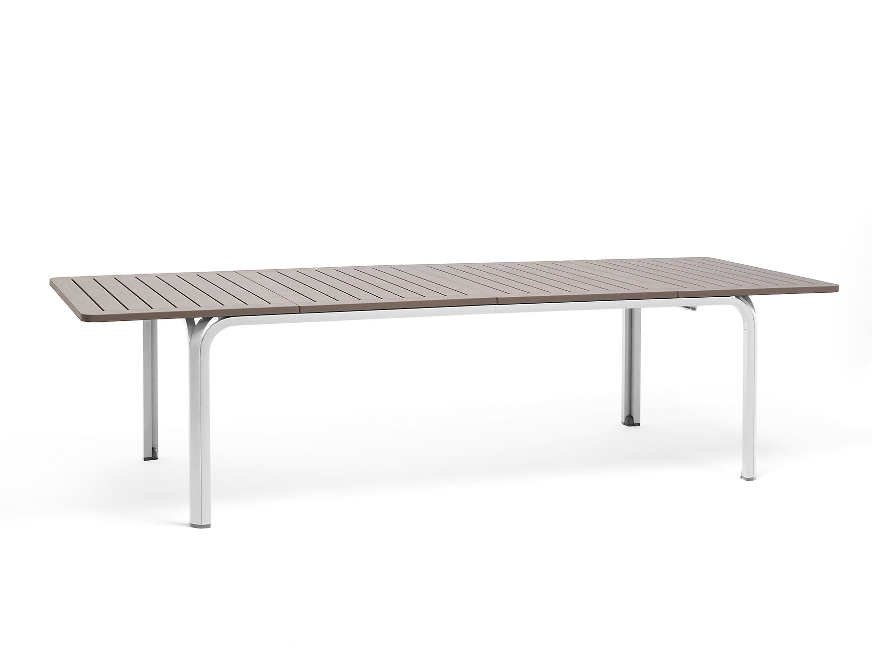Uitschuifbare buitentafel ALLORO taupe met witte basis