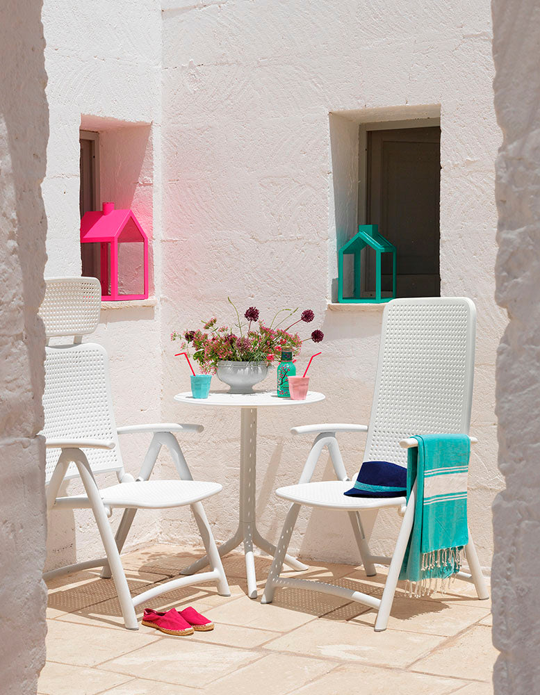 Ronde buiten tafel met hoogteverstelling STEP taupe