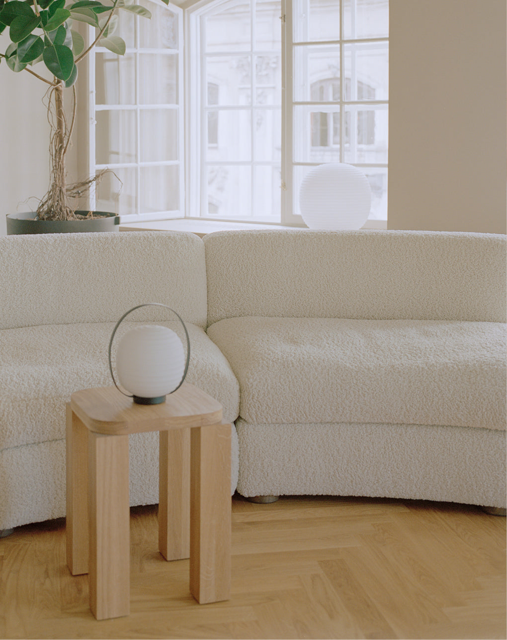 Draagbare lamp LANTERN wit met zwarte handgreep