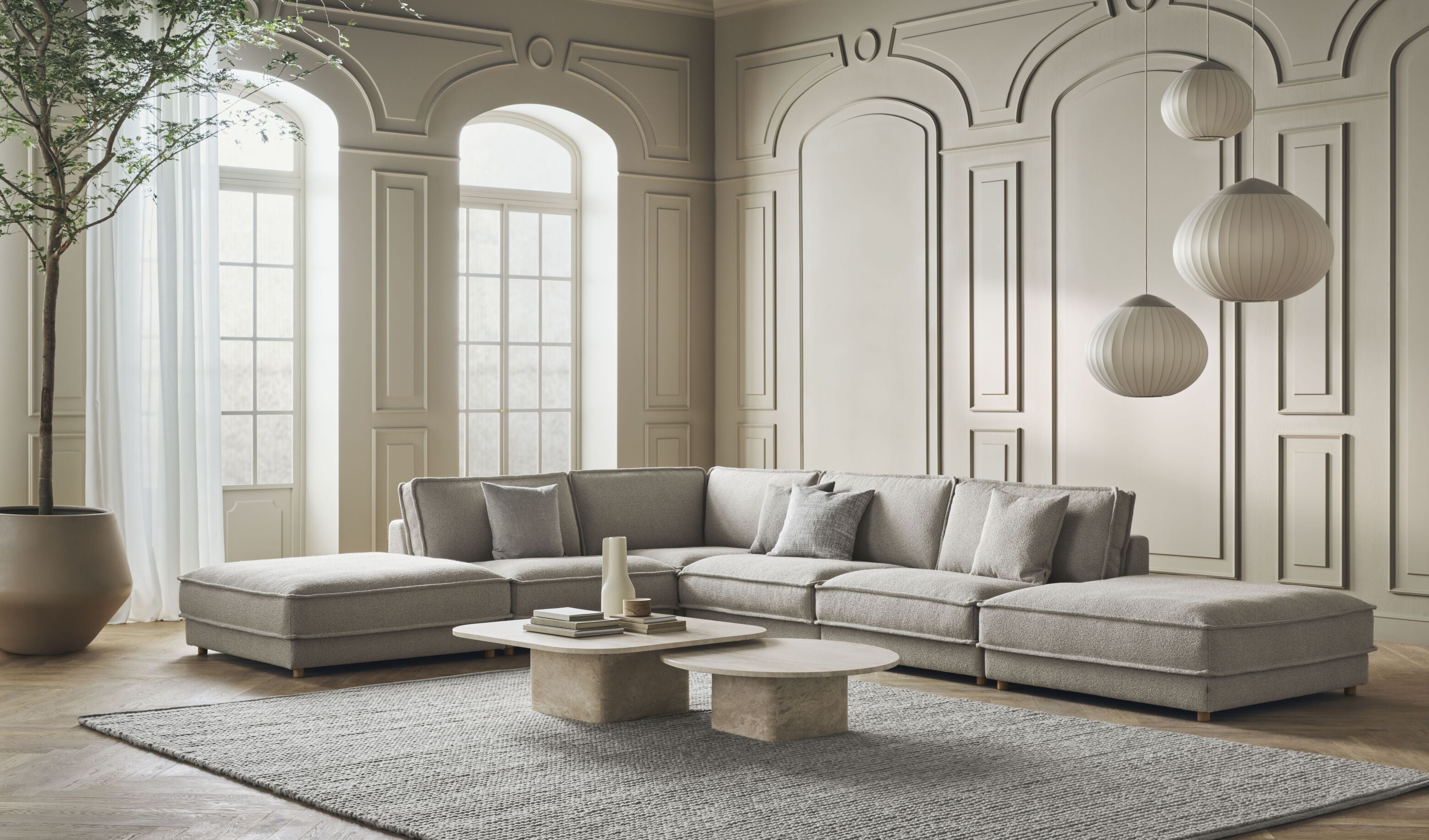 Ronde salontafel EIDA zandkleurig travertin