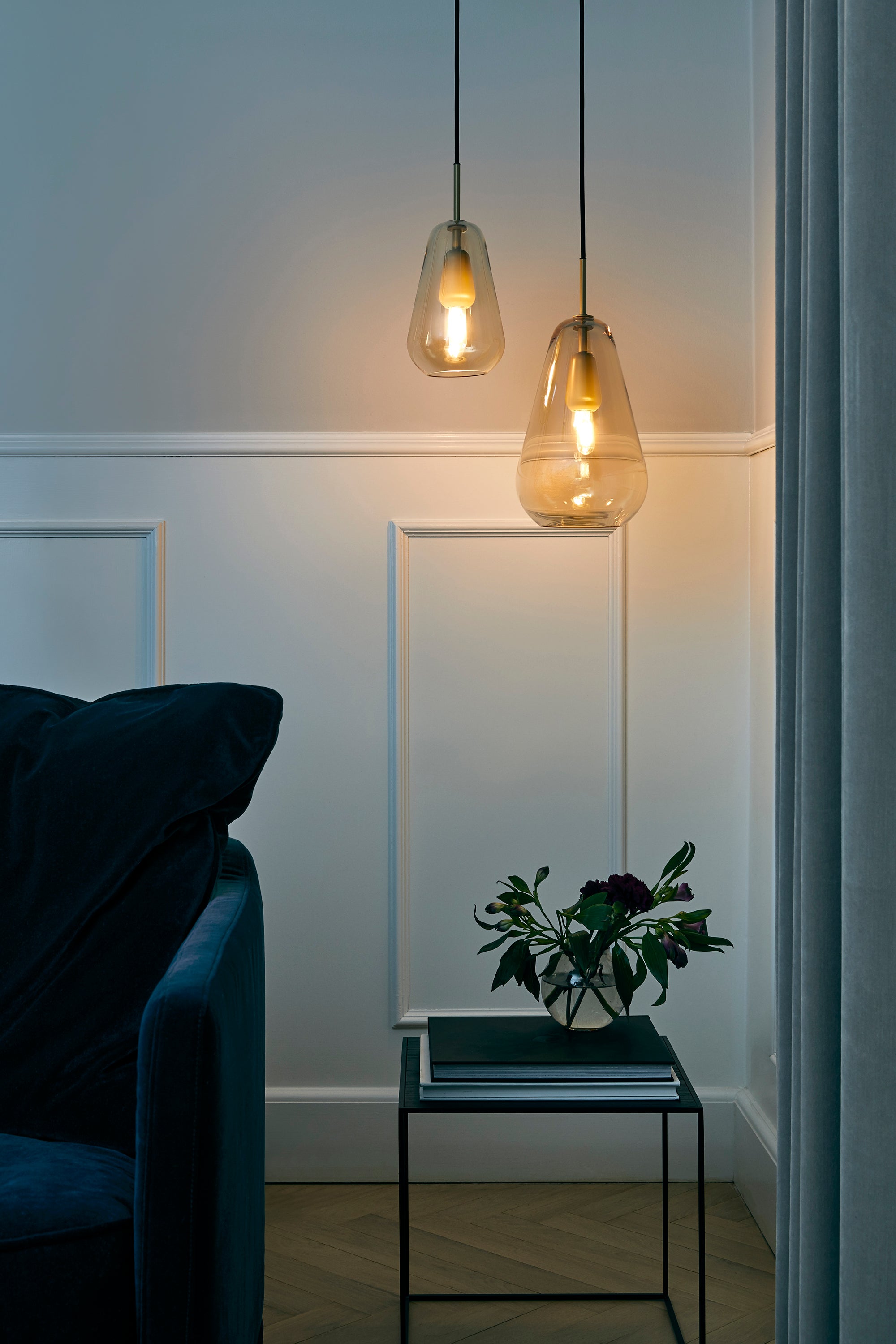 Hanglamp ANOLI goud met gouden glas