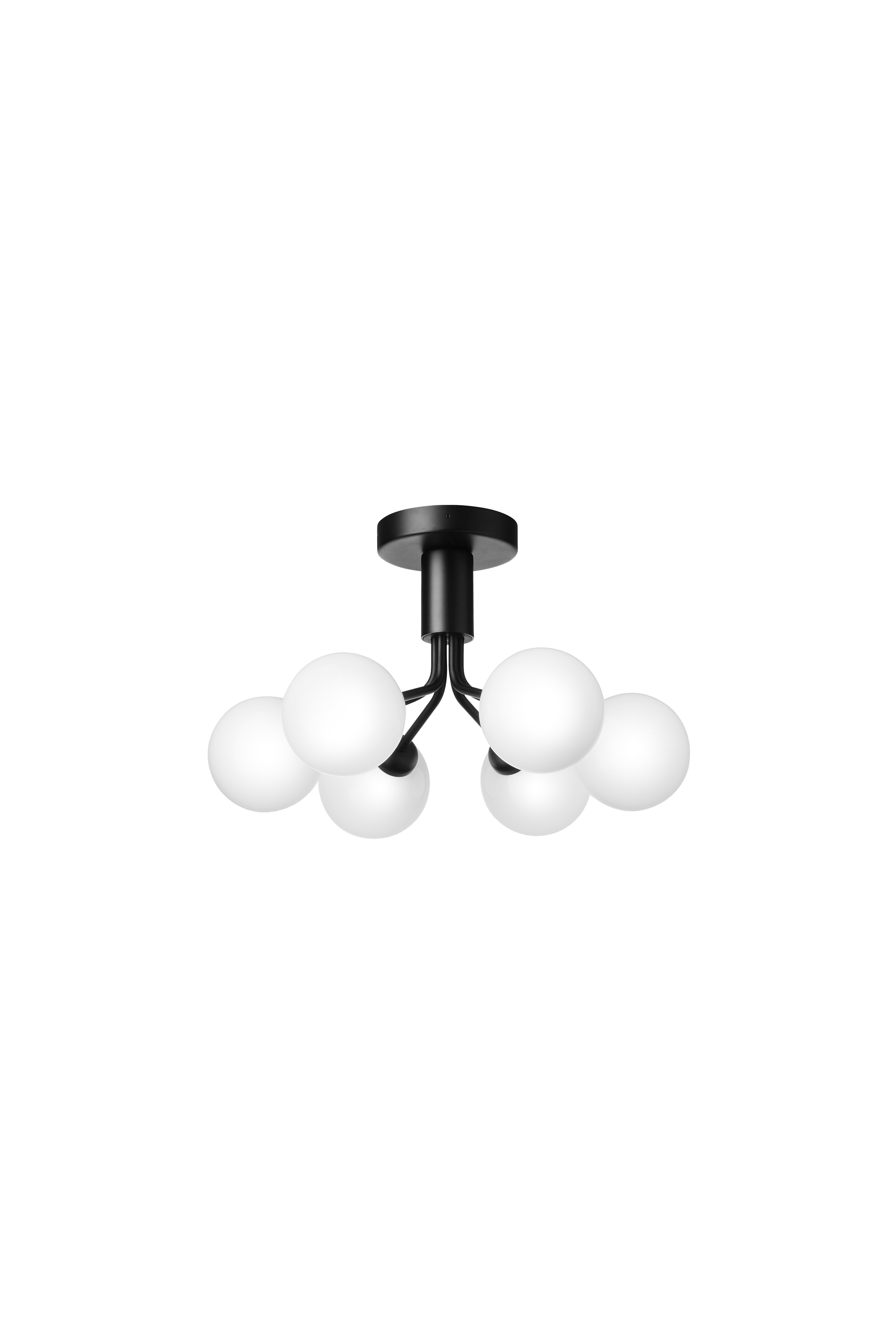 APIALES 6 Black Ceiling Lamp with Opal Glass