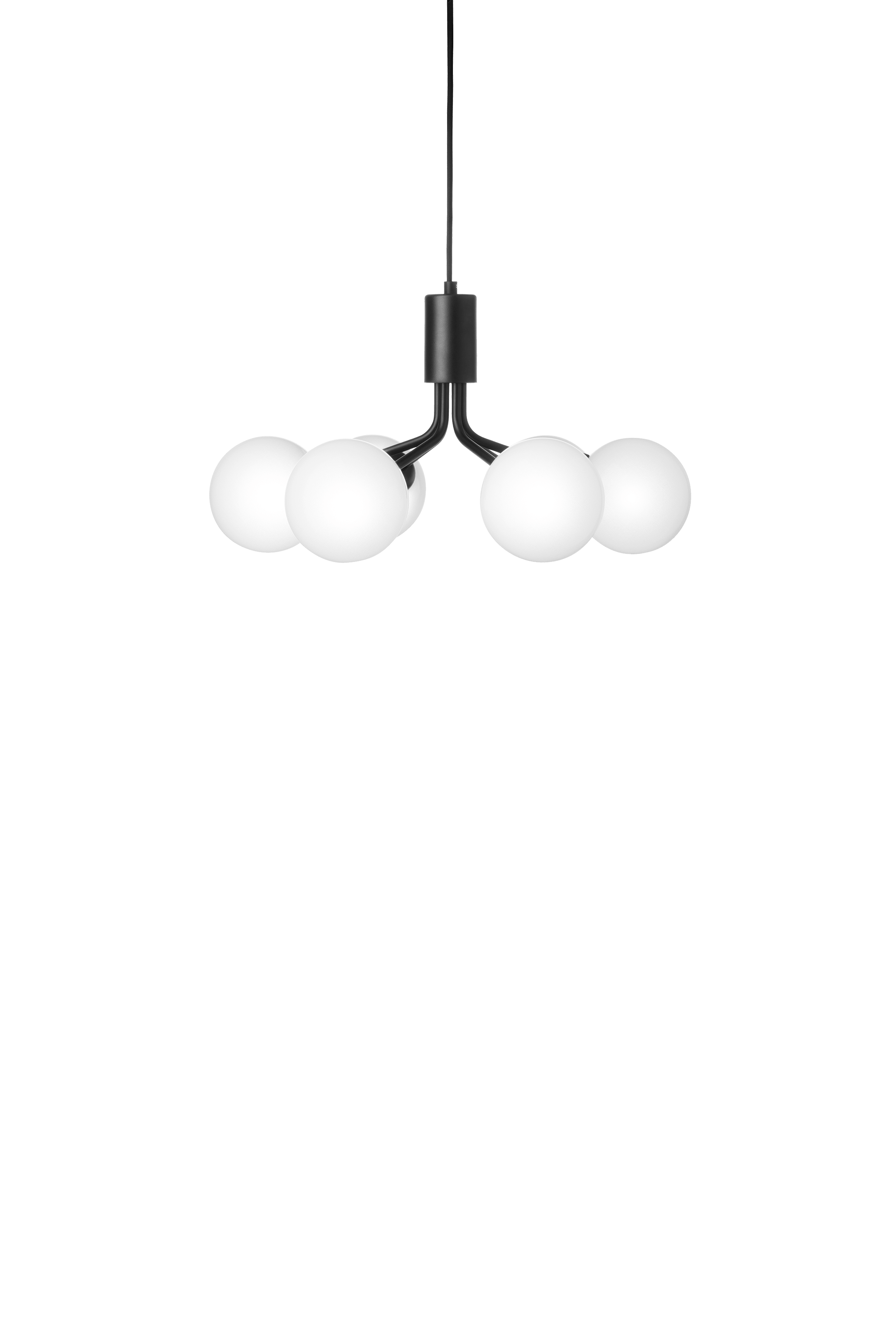 Pendelleuchte APIALES 6 schwarz mit opalem Glas