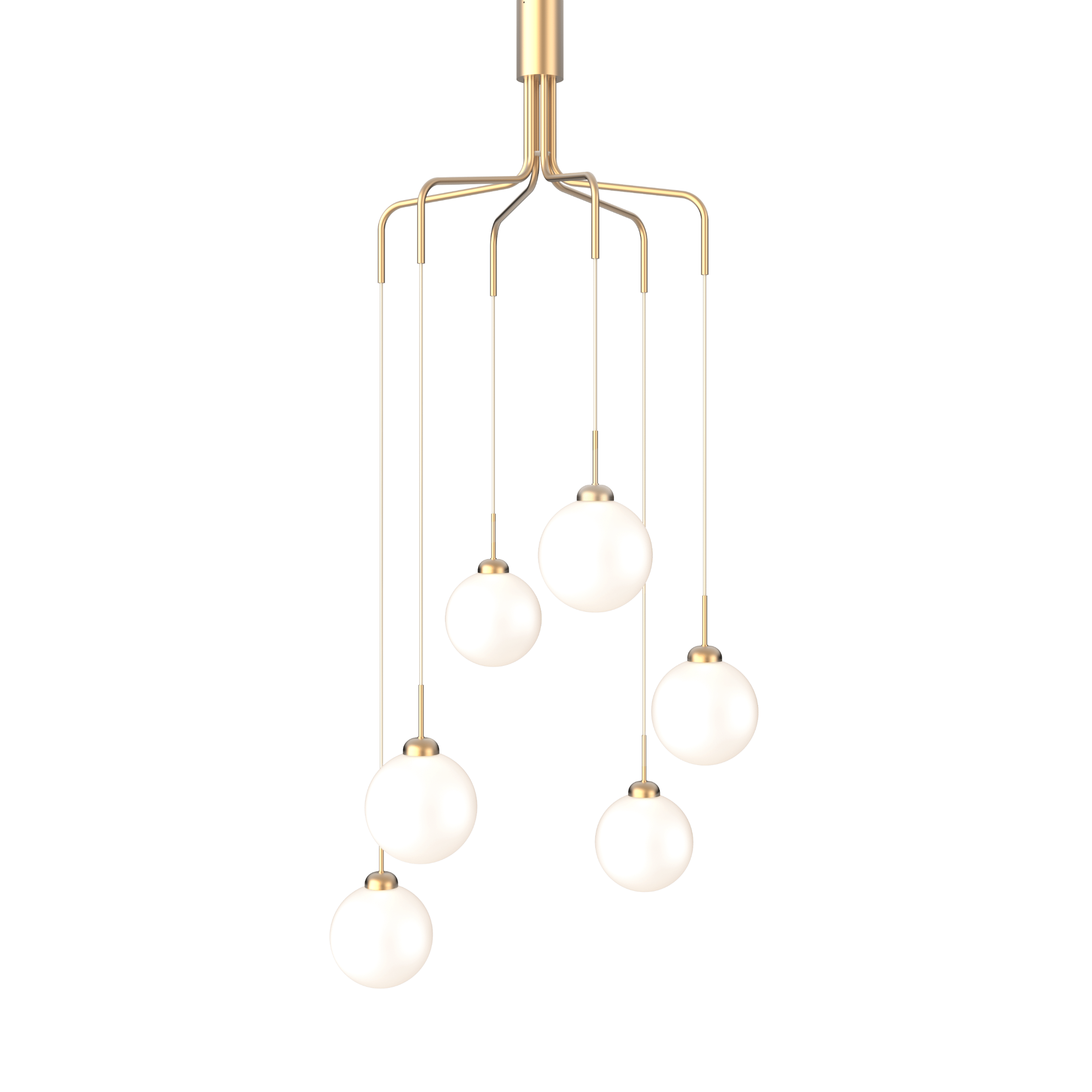 Hängelampe APIALES CLUSTER 6 Messing mit opalem Glas [Antonina] [Amelia spr]