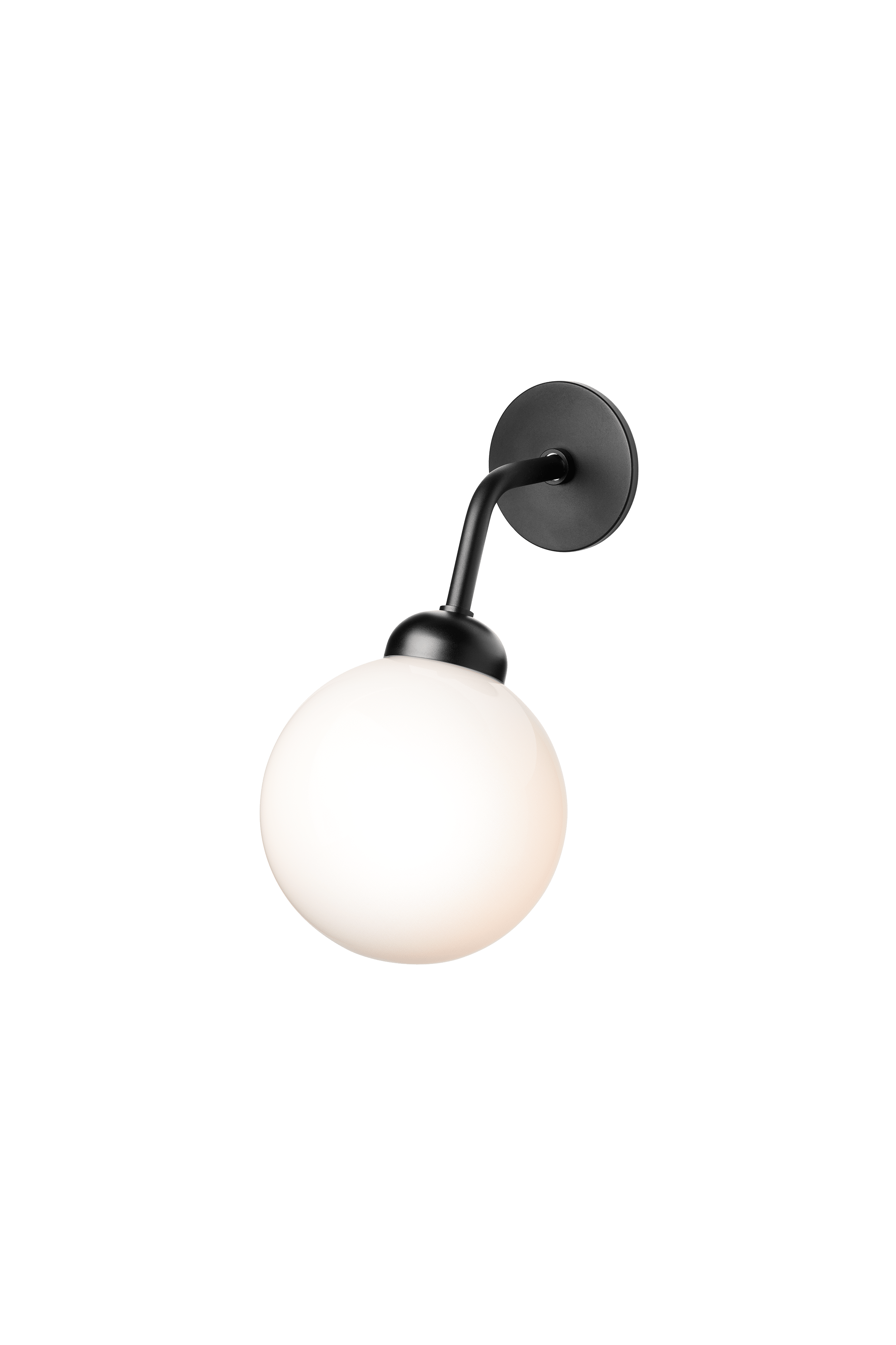 Wandleuchte APIALES schwarz mit opalem Glas