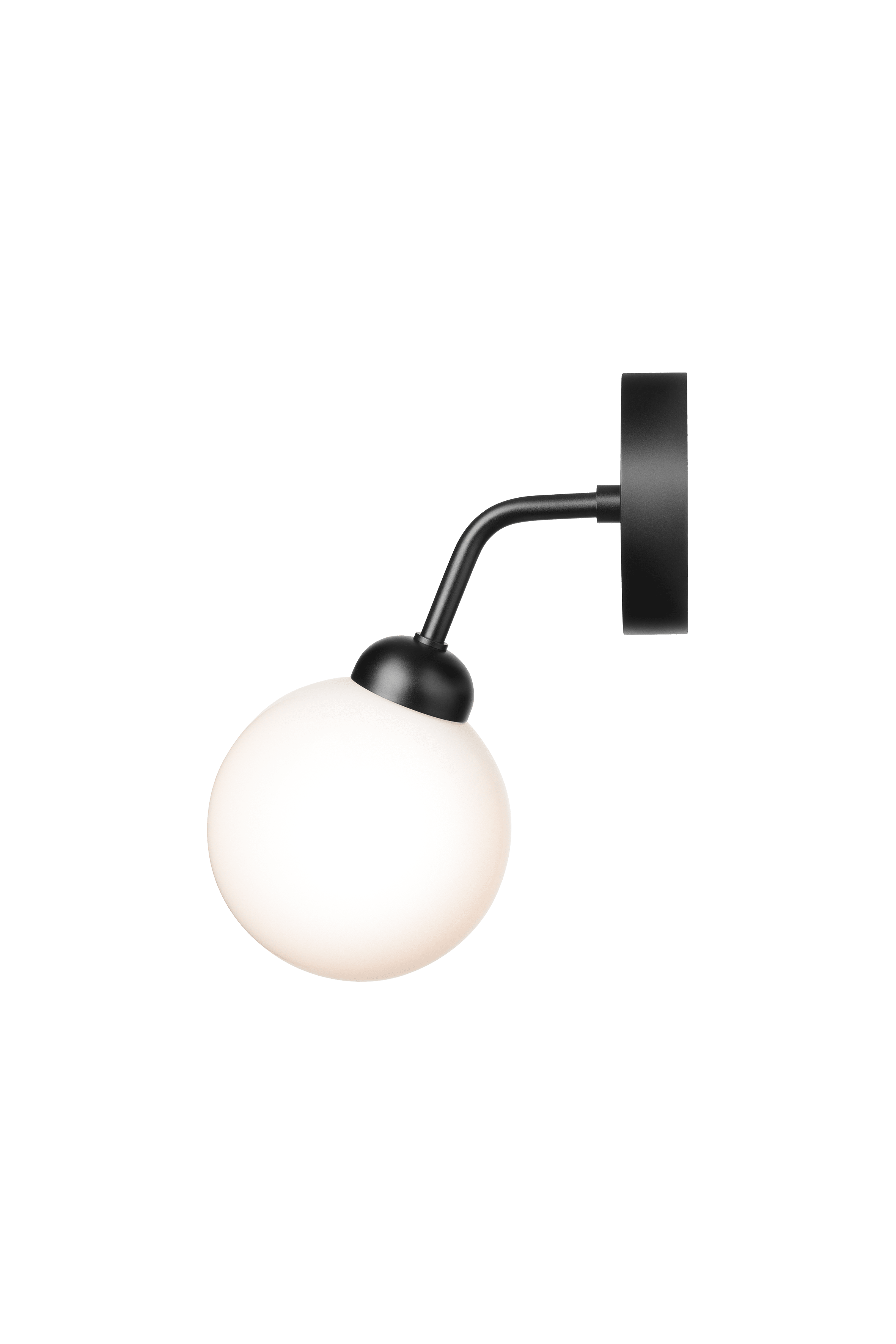 Wandleuchte APIALES schwarz mit opalem Glas