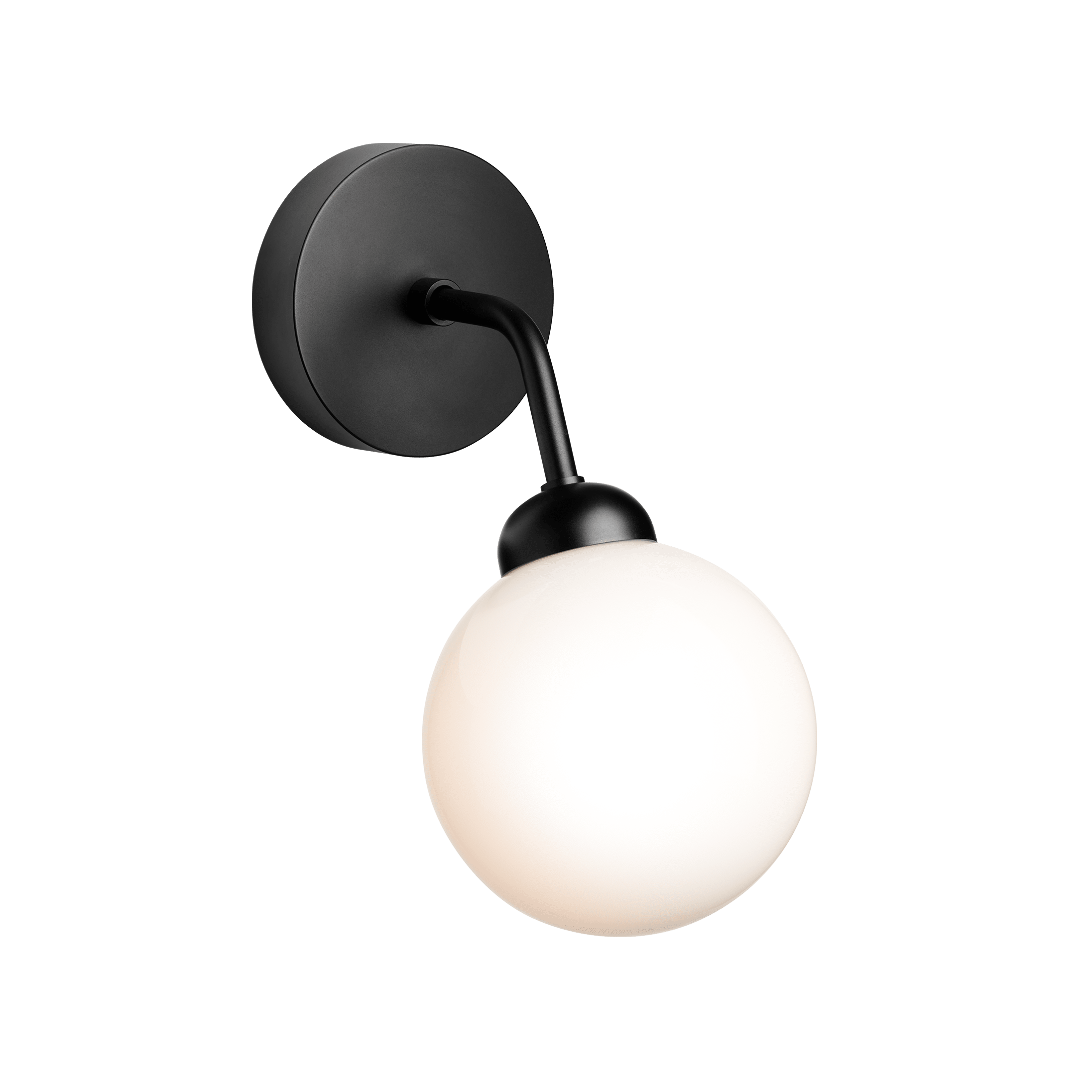 Wandleuchte APIALES schwarz mit opalem Glas