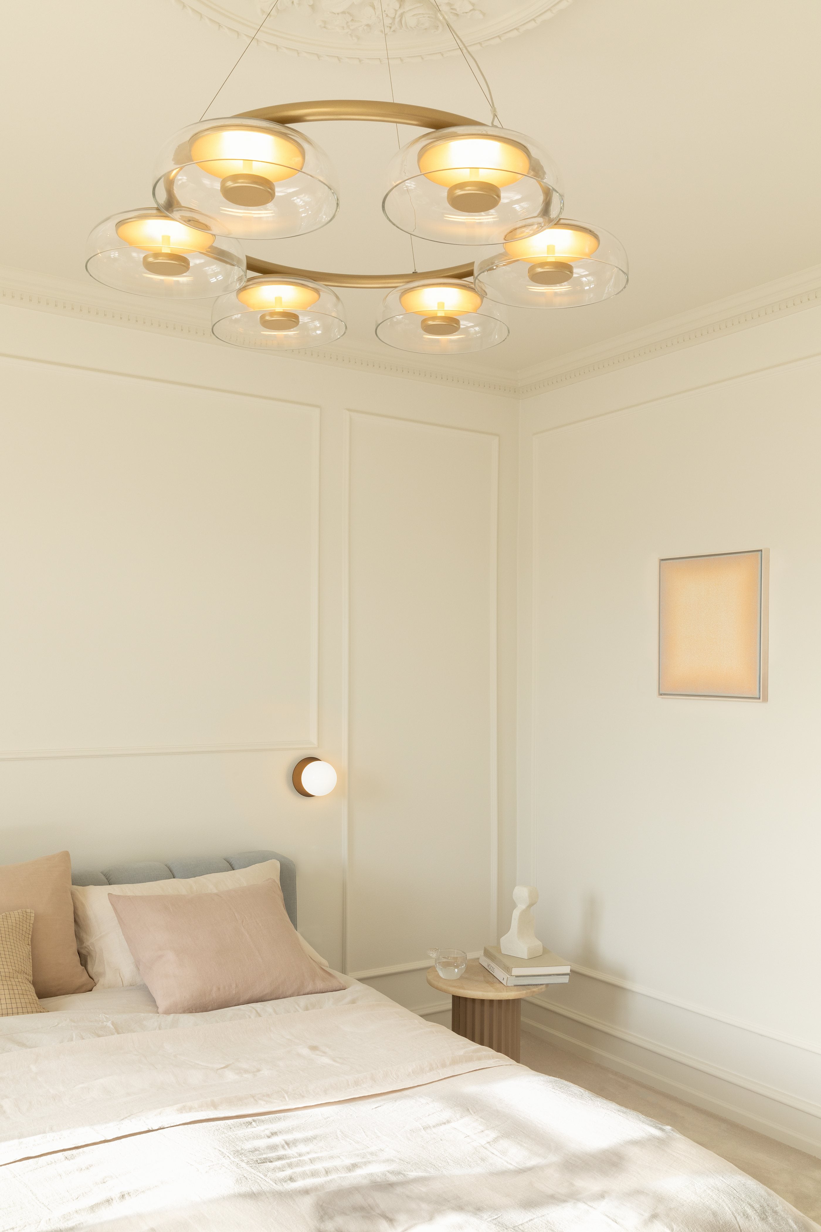 Kroonluchter BLOSSI 6 goud met transparant glas