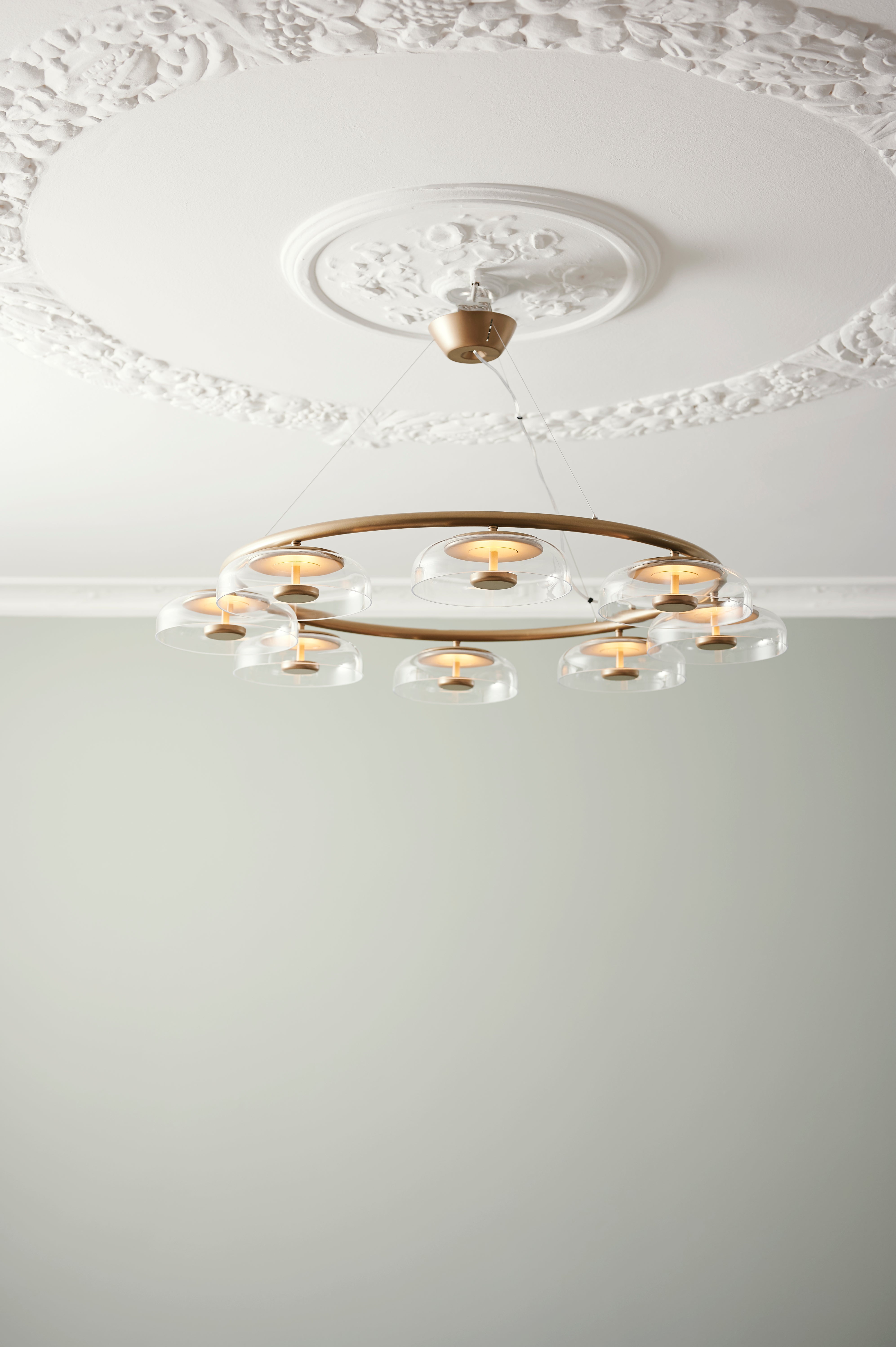 Kroonluchter BLOSSI 8 goud met transparant glas