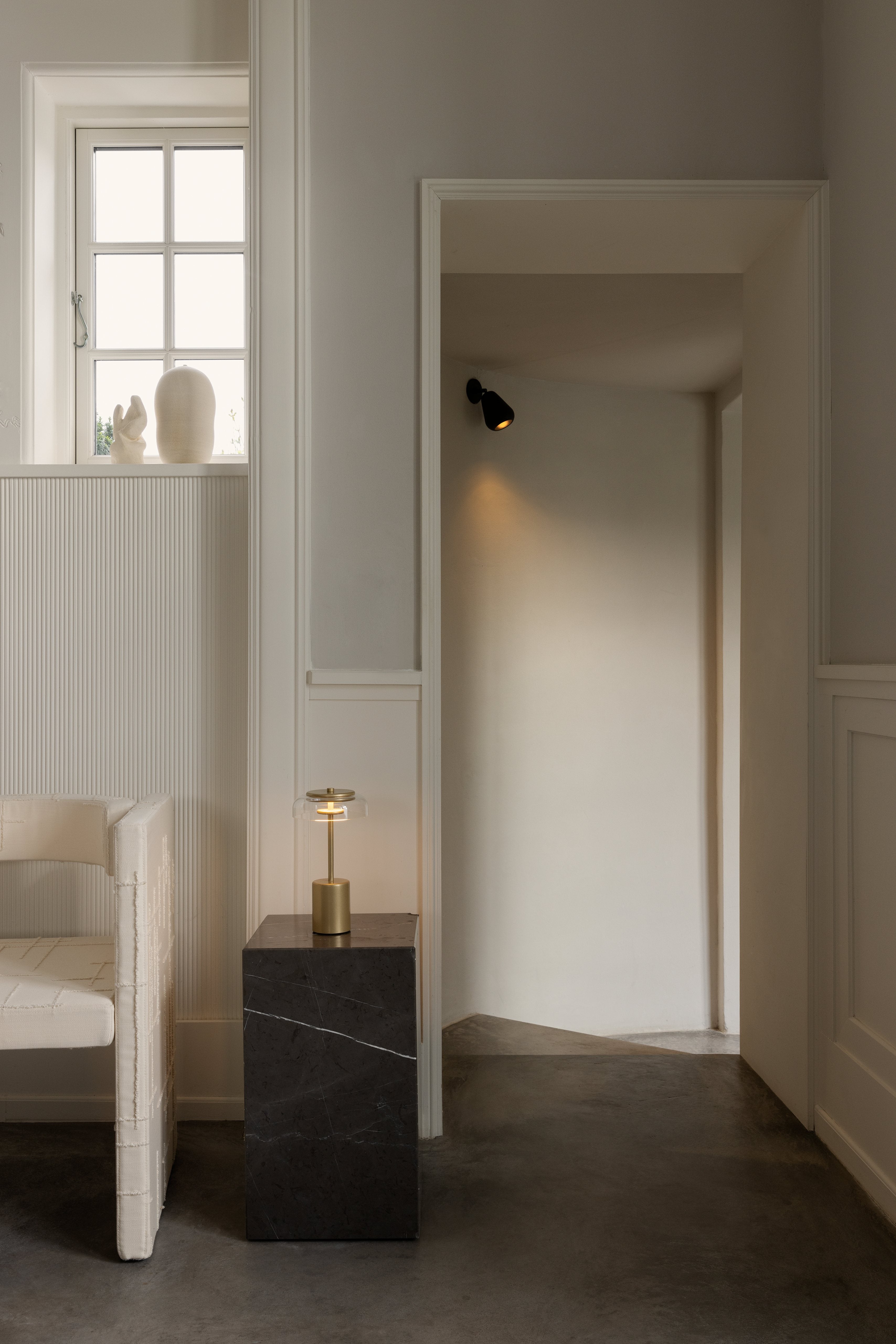 Tragbare Lampe BLOSSI gold mit transparentem Glas