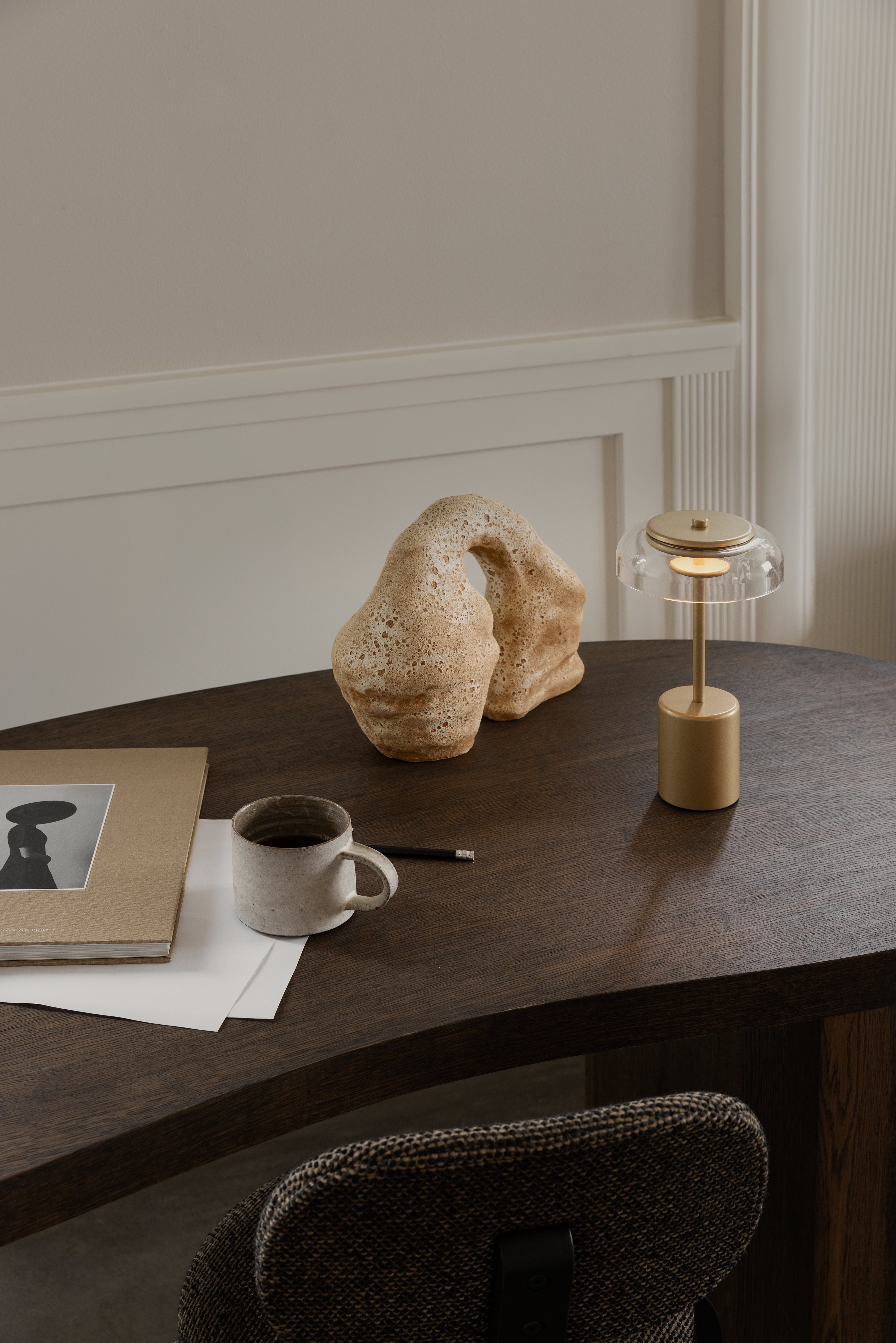 Tragbare Lampe BLOSSI gold mit transparentem Glas