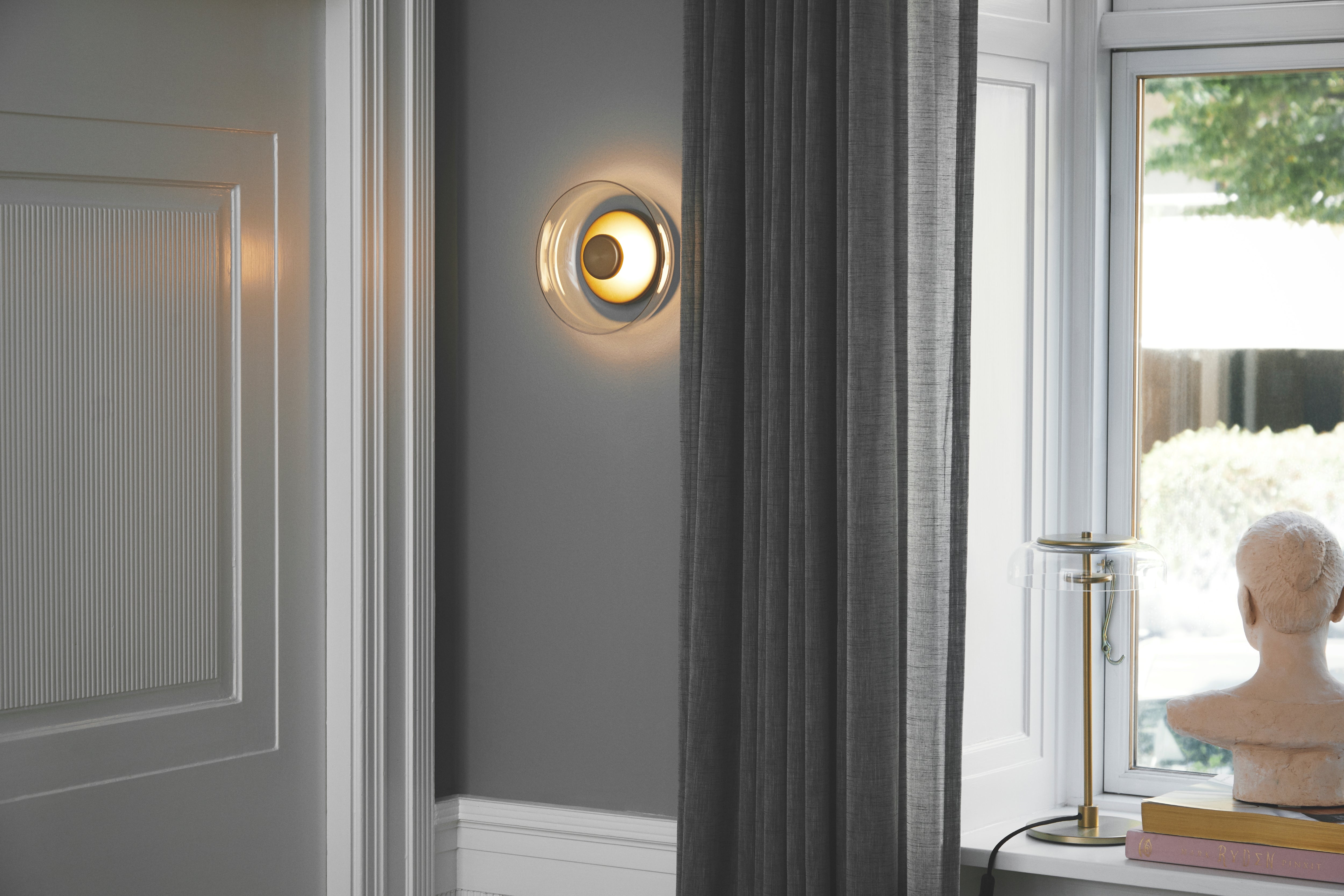 Wandlamp BLOSSI goud met transparant glas
