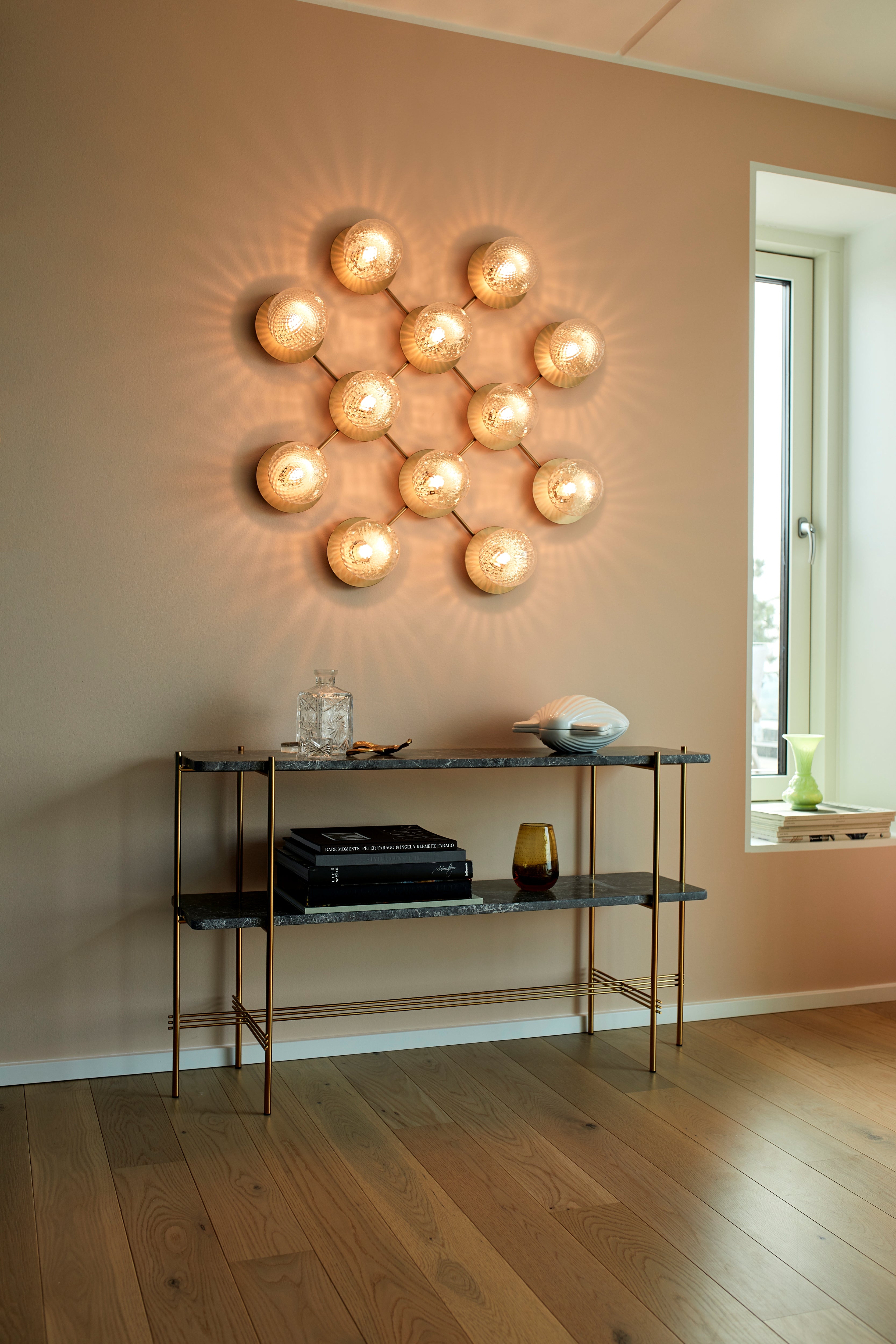 Wandlamp LIILA 12 goud met transparant glas