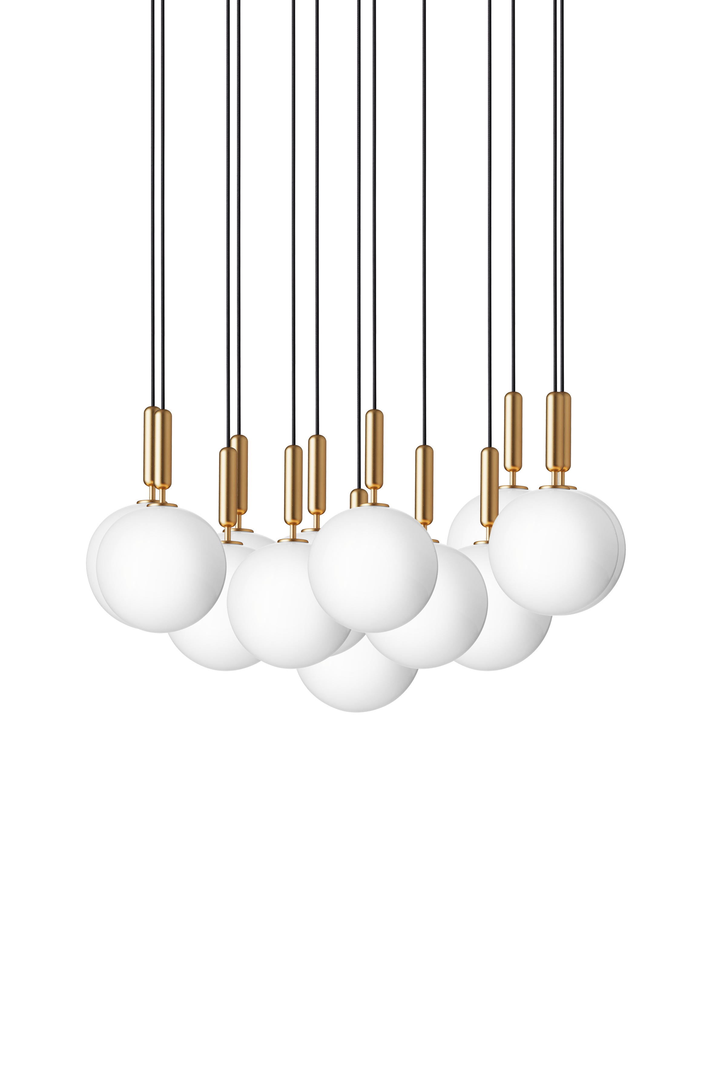 Hanglamp MIIRA 13 messing met opaalglas