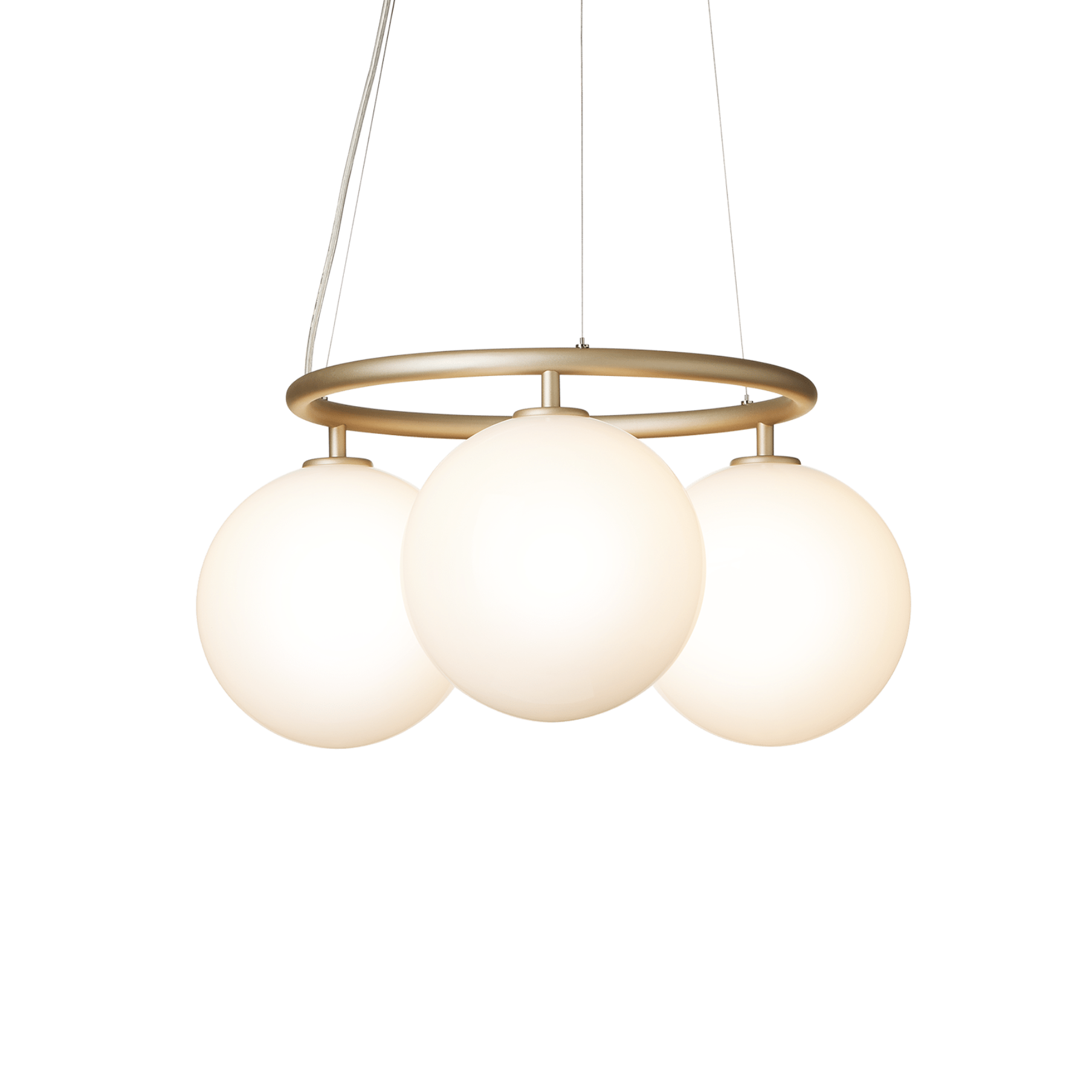 Hanglamp MIIRA 3 CIRCULAR messing met opaalglas