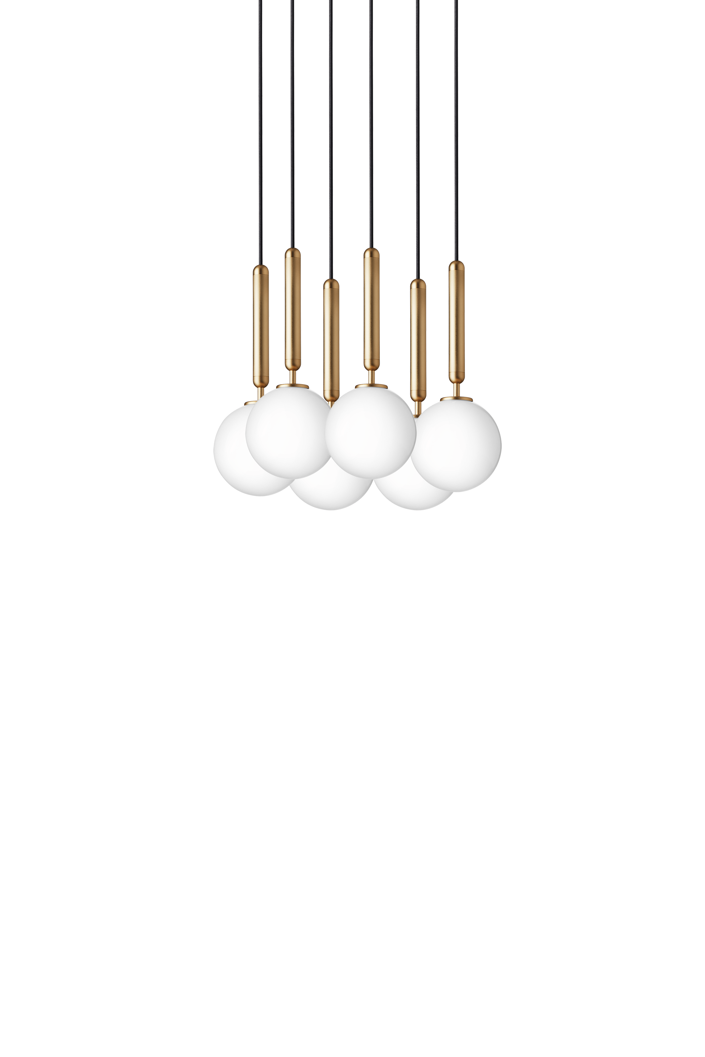 Hanglamp MIIRA 6 messing met opaalglas