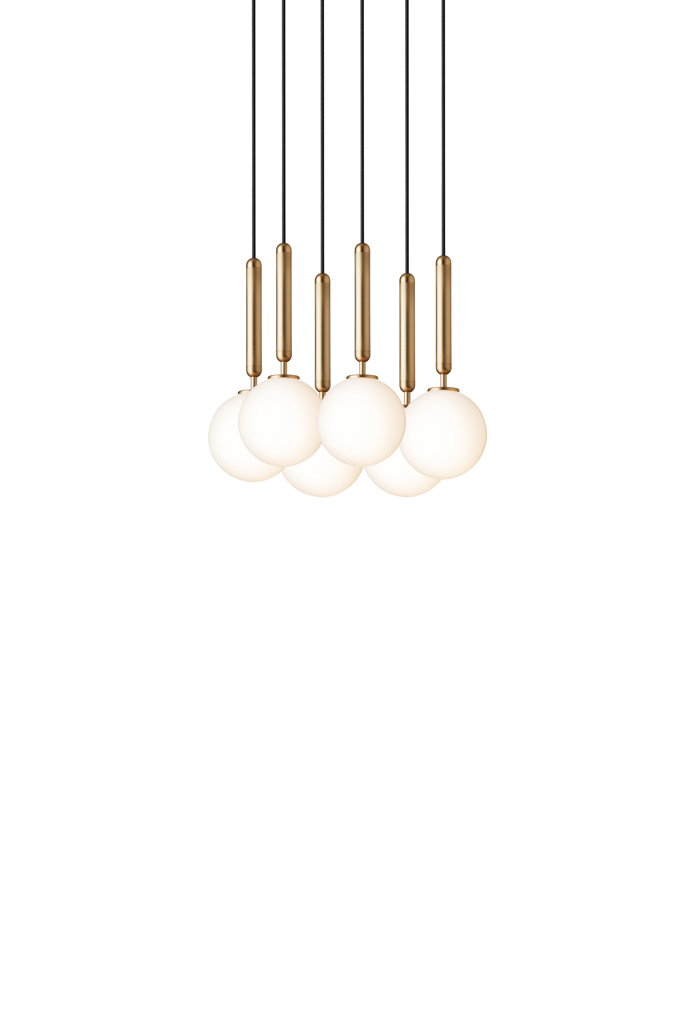 Hanglamp MIIRA 6 messing met opaalglas