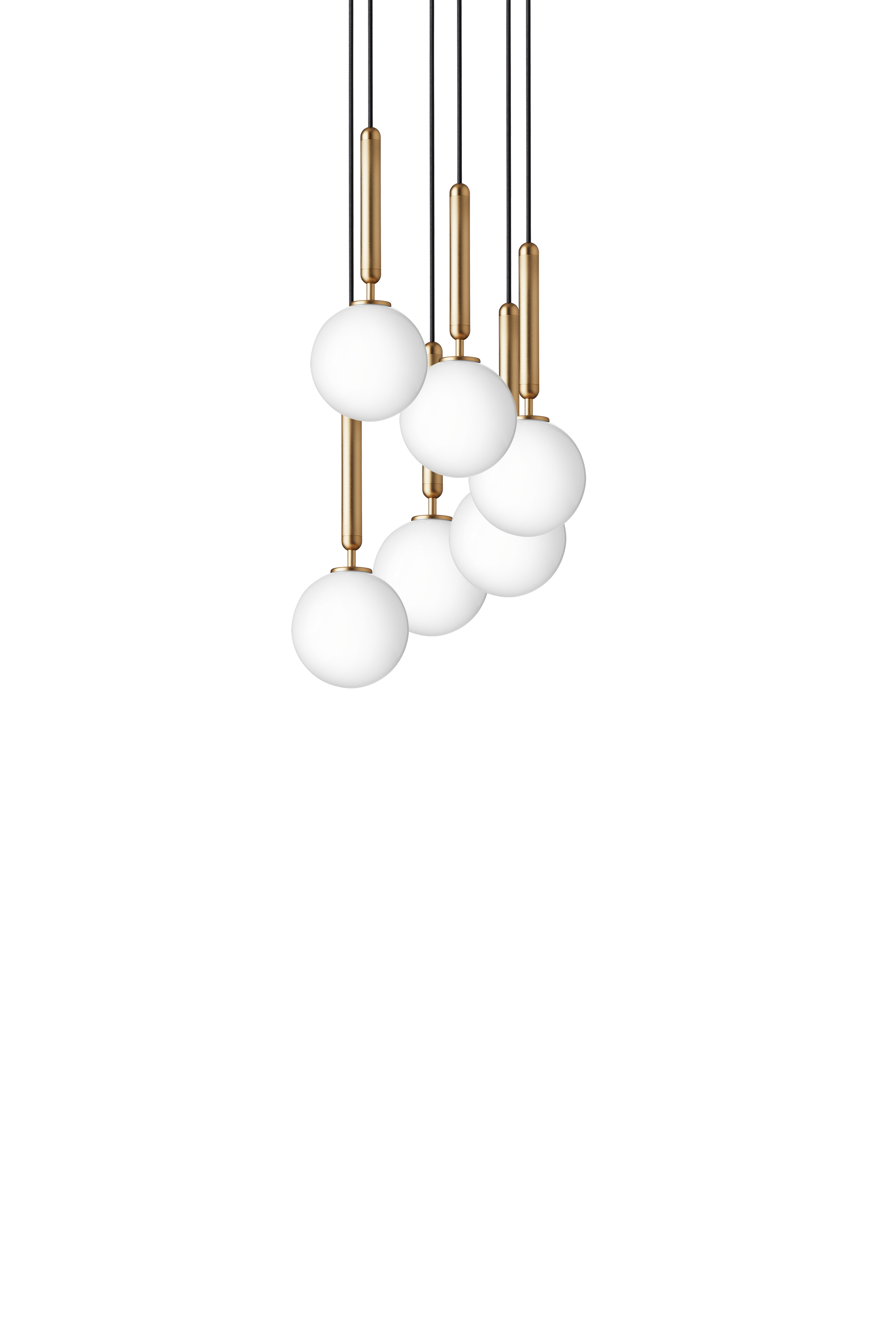 Hanglamp MIIRA 6 messing met opaalglas