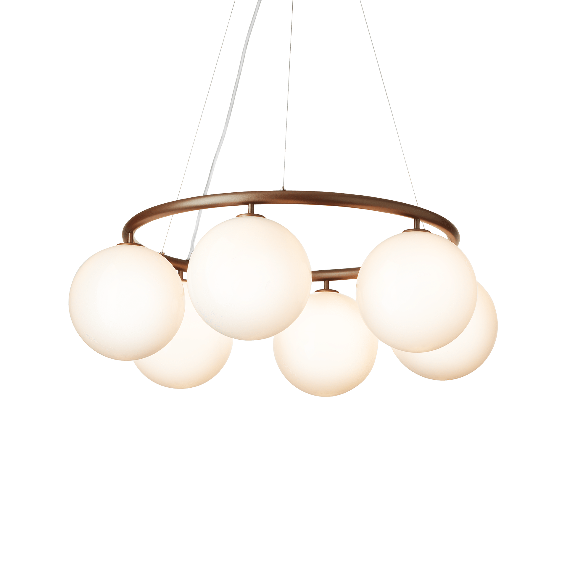 Hanglamp MIIRA 6 CIRCULAR donkerbruin met opaalglas